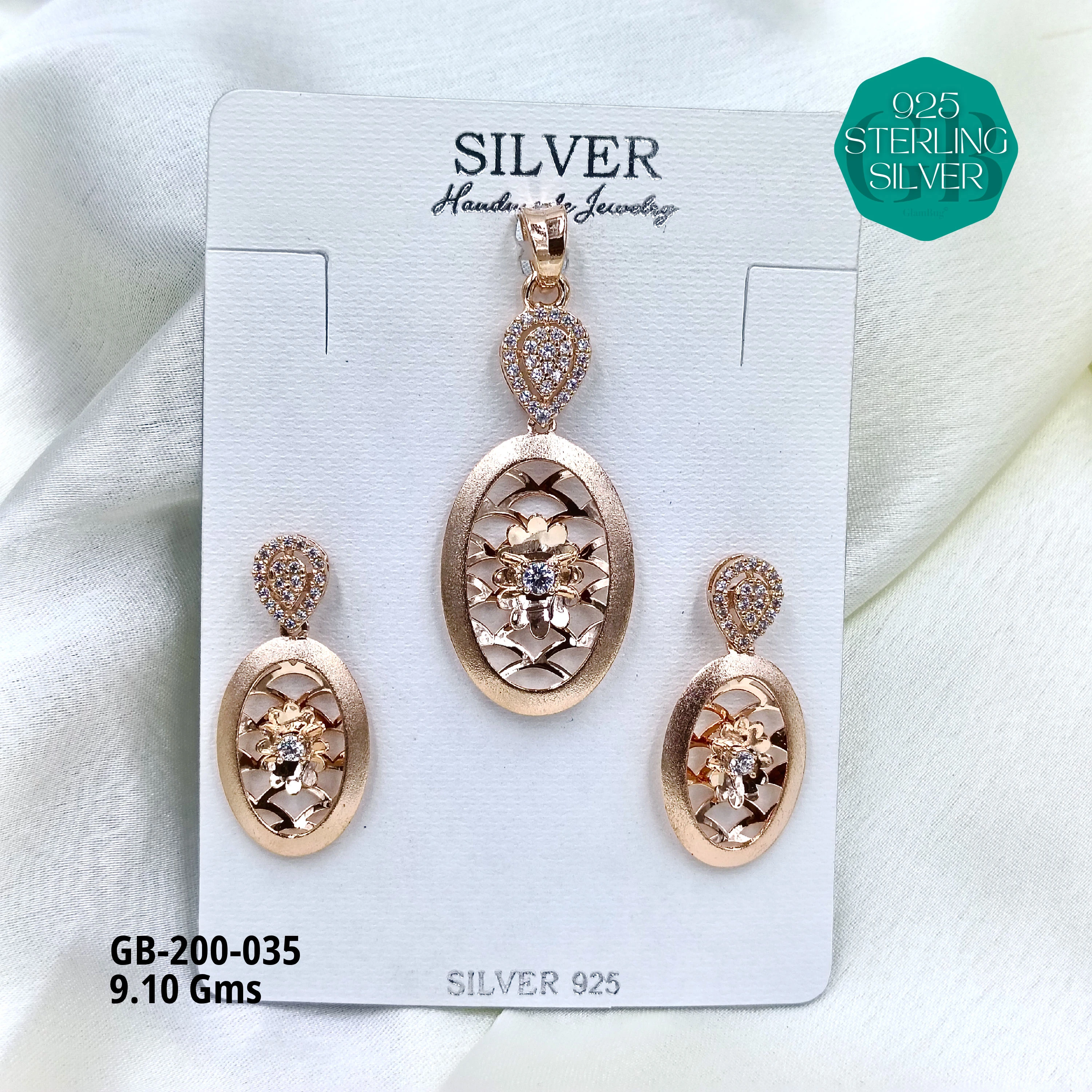 CNC PENDANT SETS - Premium 925 Silver Jewellery - SKU: GB-200-035 - Hyderabad Silver Importers