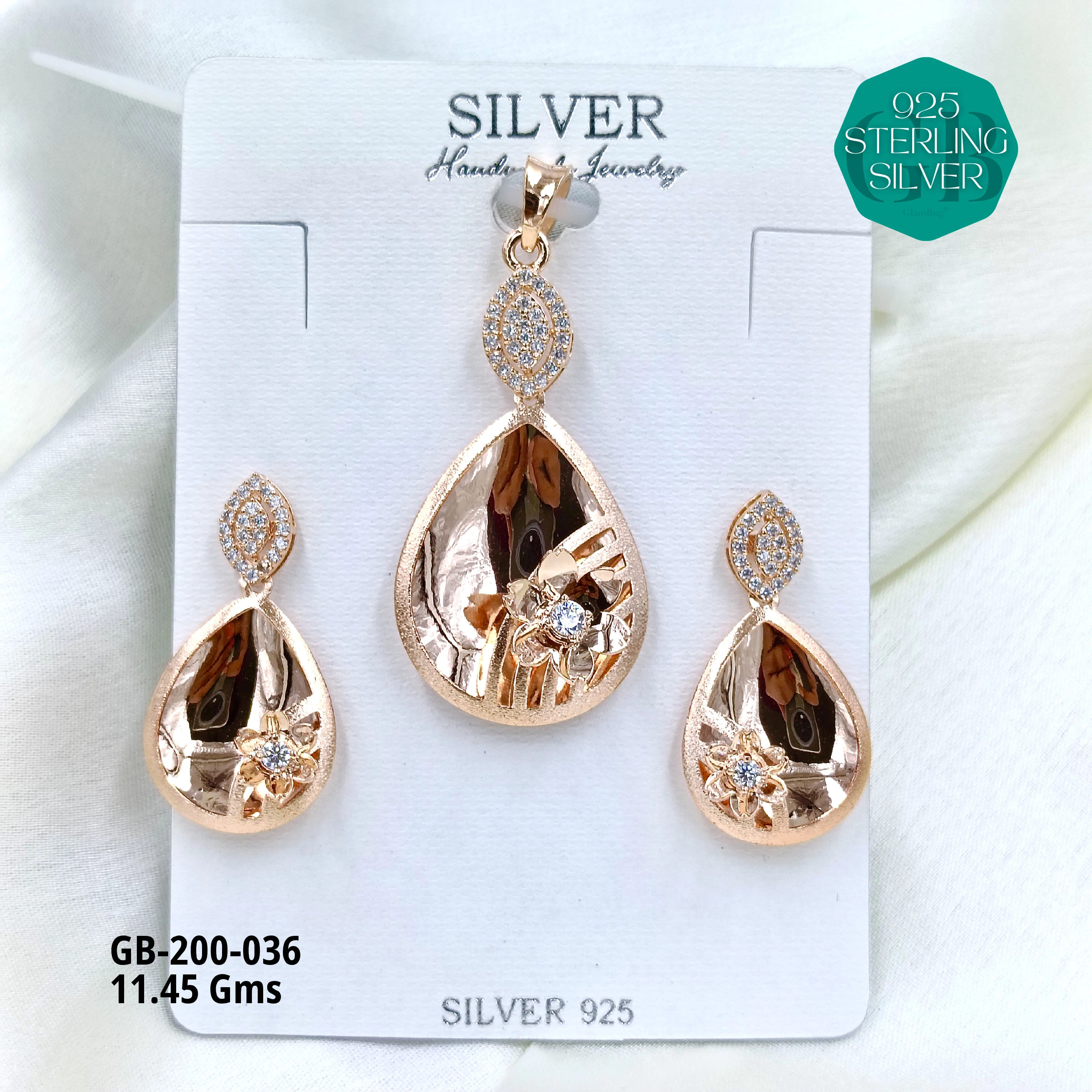 CNC PENDANT SETS - Premium 925 Silver Jewellery - SKU: GB-200-036 - Hyderabad Silver Importers
