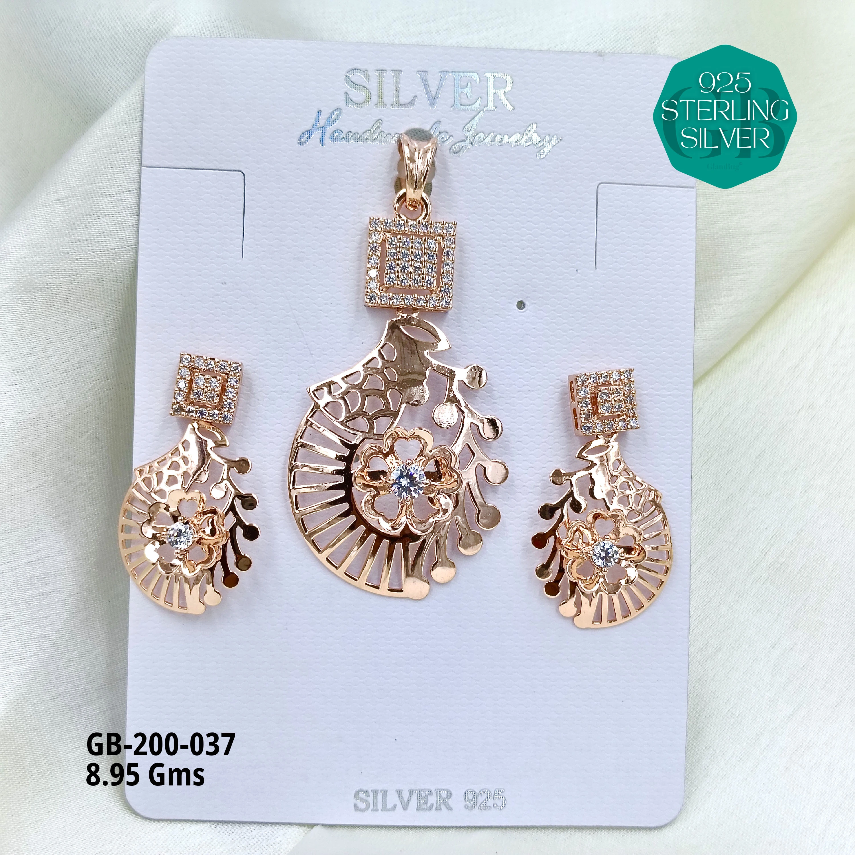 CNC PENDANT SETS - Premium 925 Silver Jewellery - SKU: GB-200-037 - Hyderabad Silver Importers