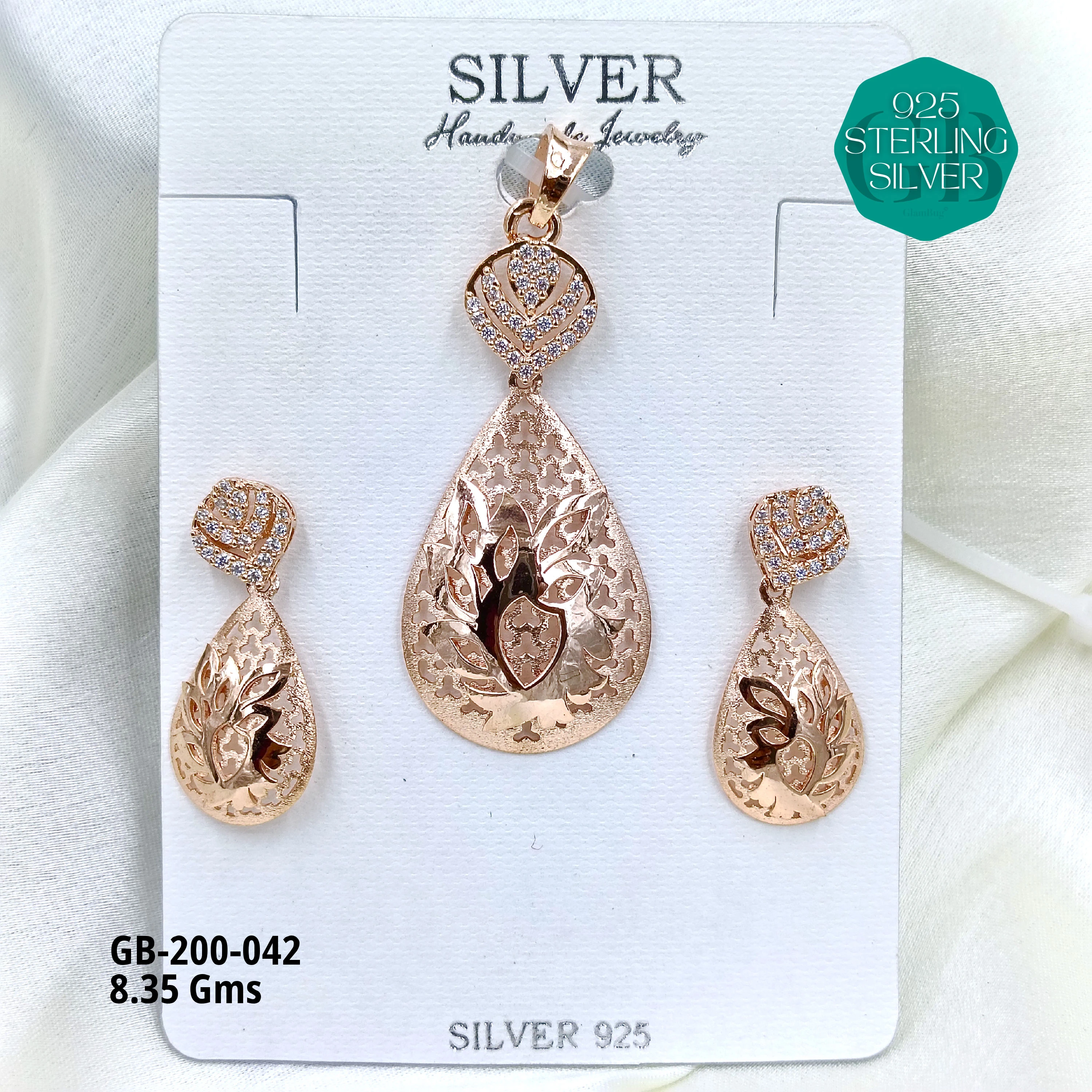 CNC PENDANT SETS - Premium 925 Silver Jewellery - SKU: GB-200-042 - Hyderabad Silver Importers