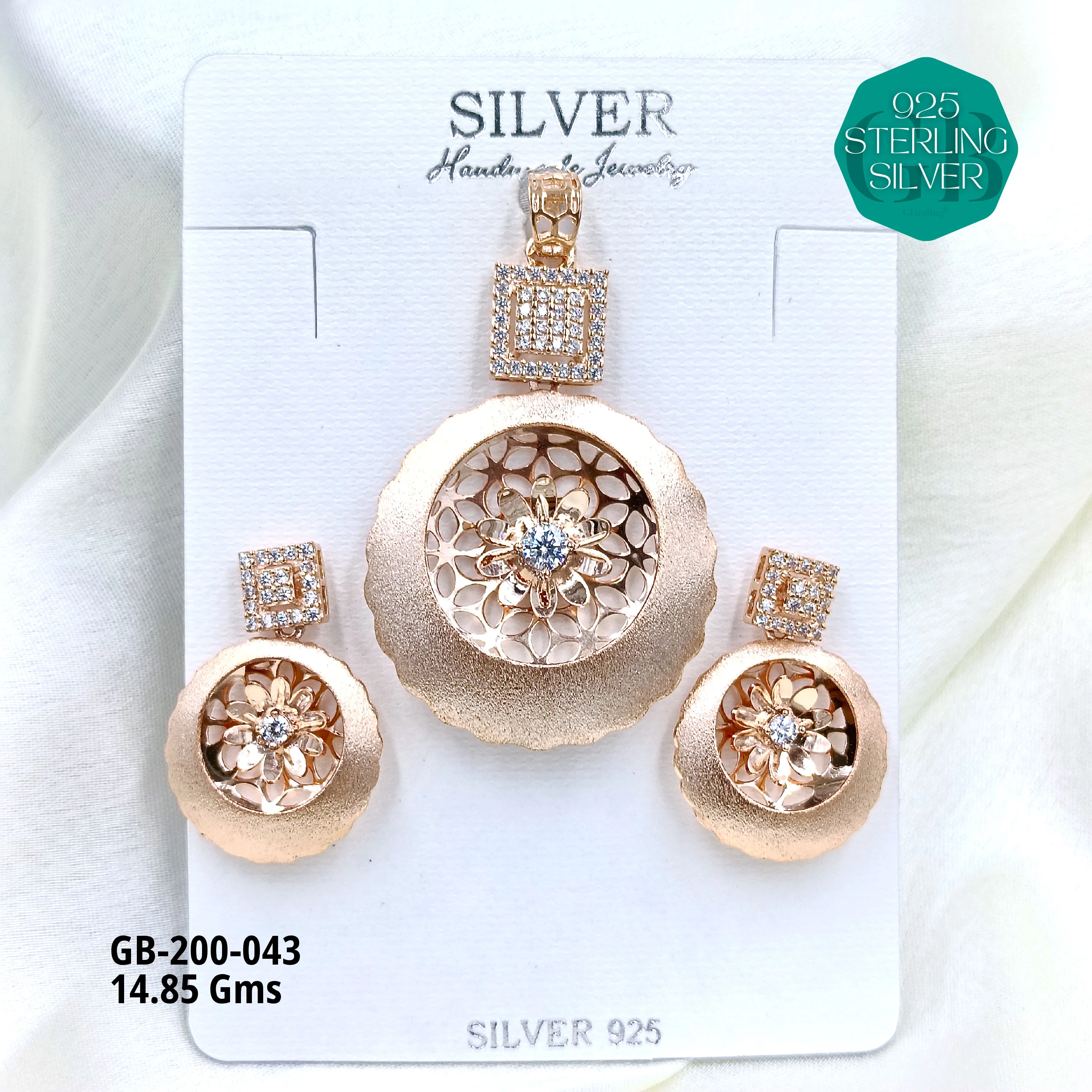 CNC PENDANT SETS - Premium 925 Silver Jewellery - SKU: GB-200-043 - Hyderabad Silver Importers