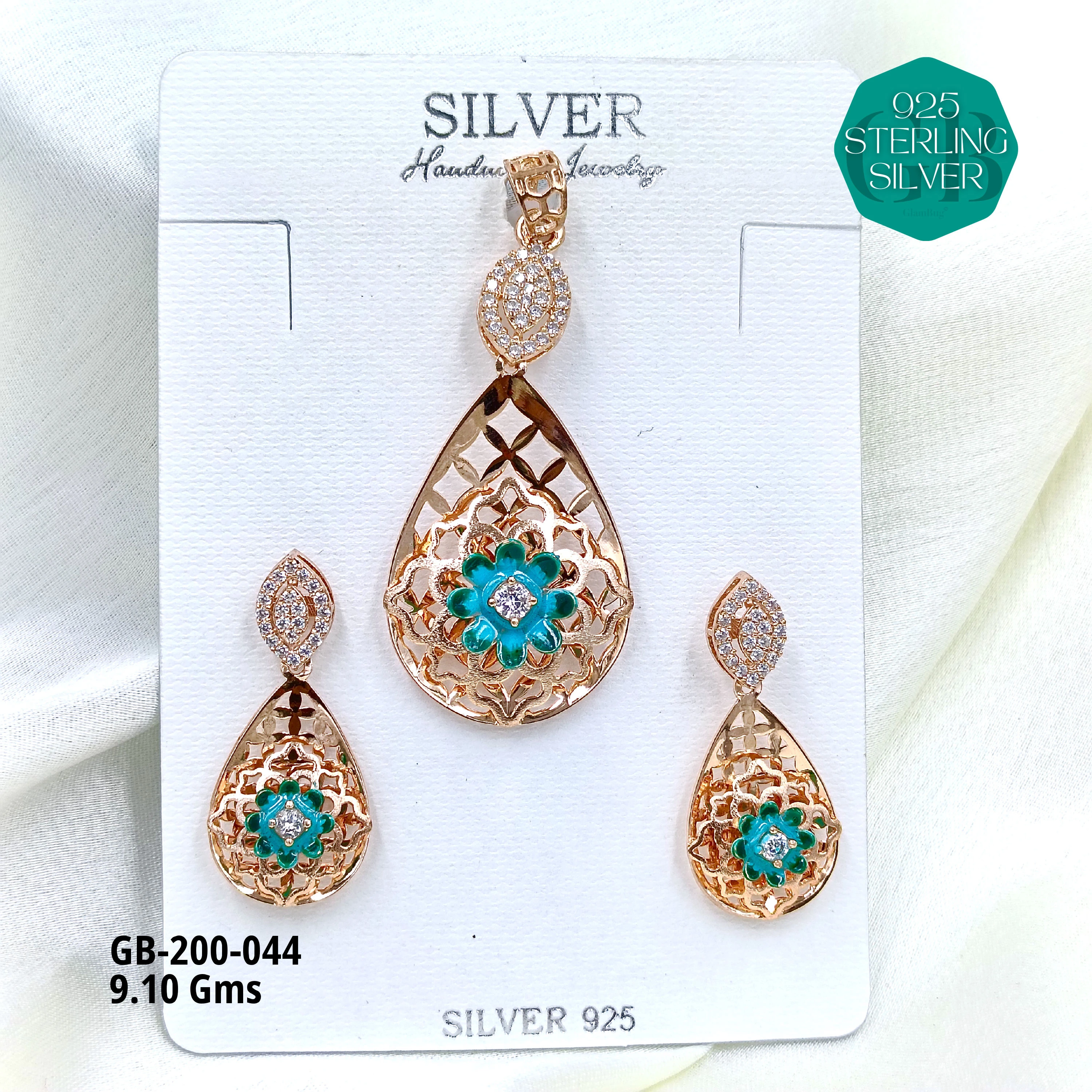 CNC PENDANT SETS - Premium 925 Silver Jewellery - SKU: GB-200-044 - Hyderabad Silver Importers