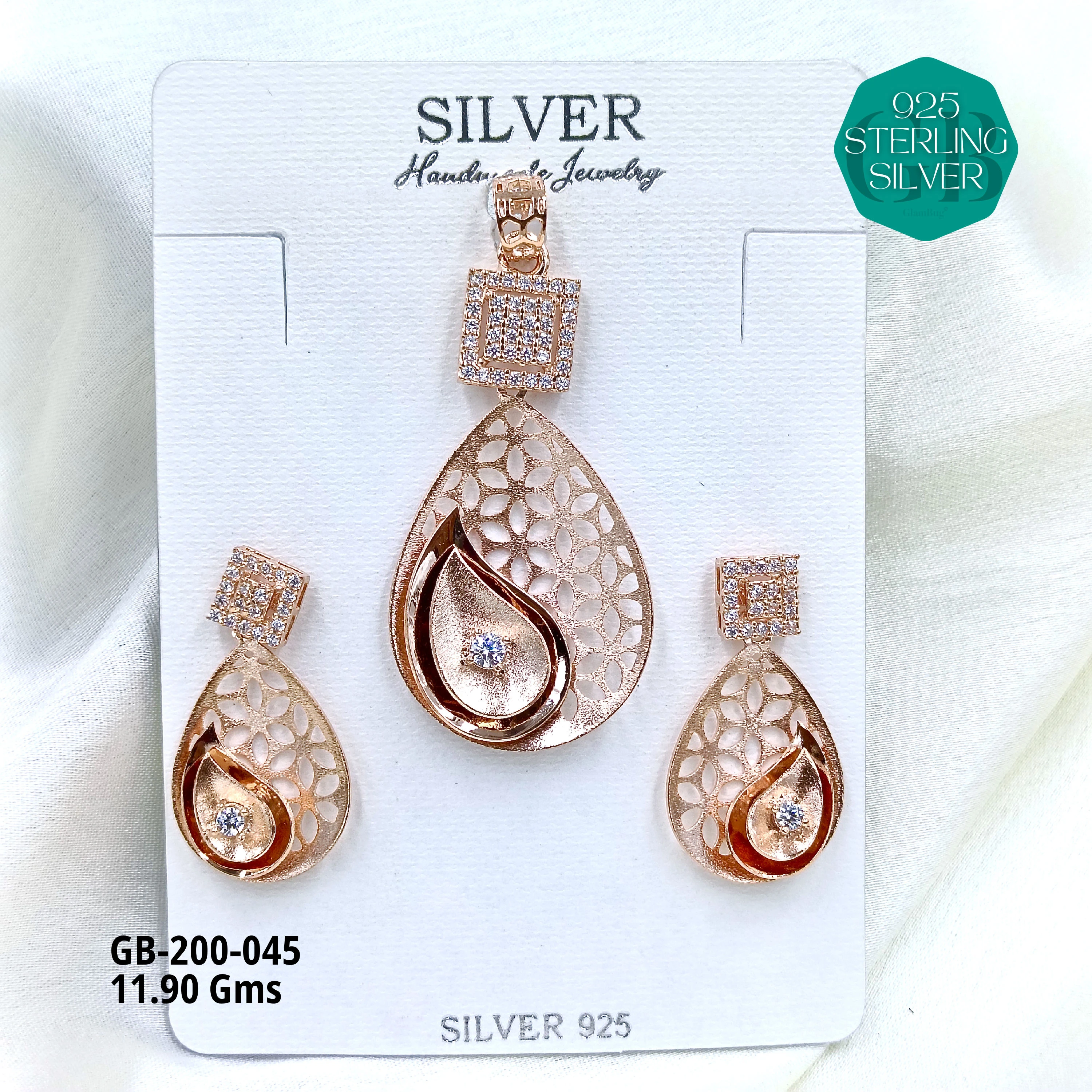 CNC PENDANT SETS - Premium 925 Silver Jewellery - SKU: GB-200-045 - Hyderabad Silver Importers
