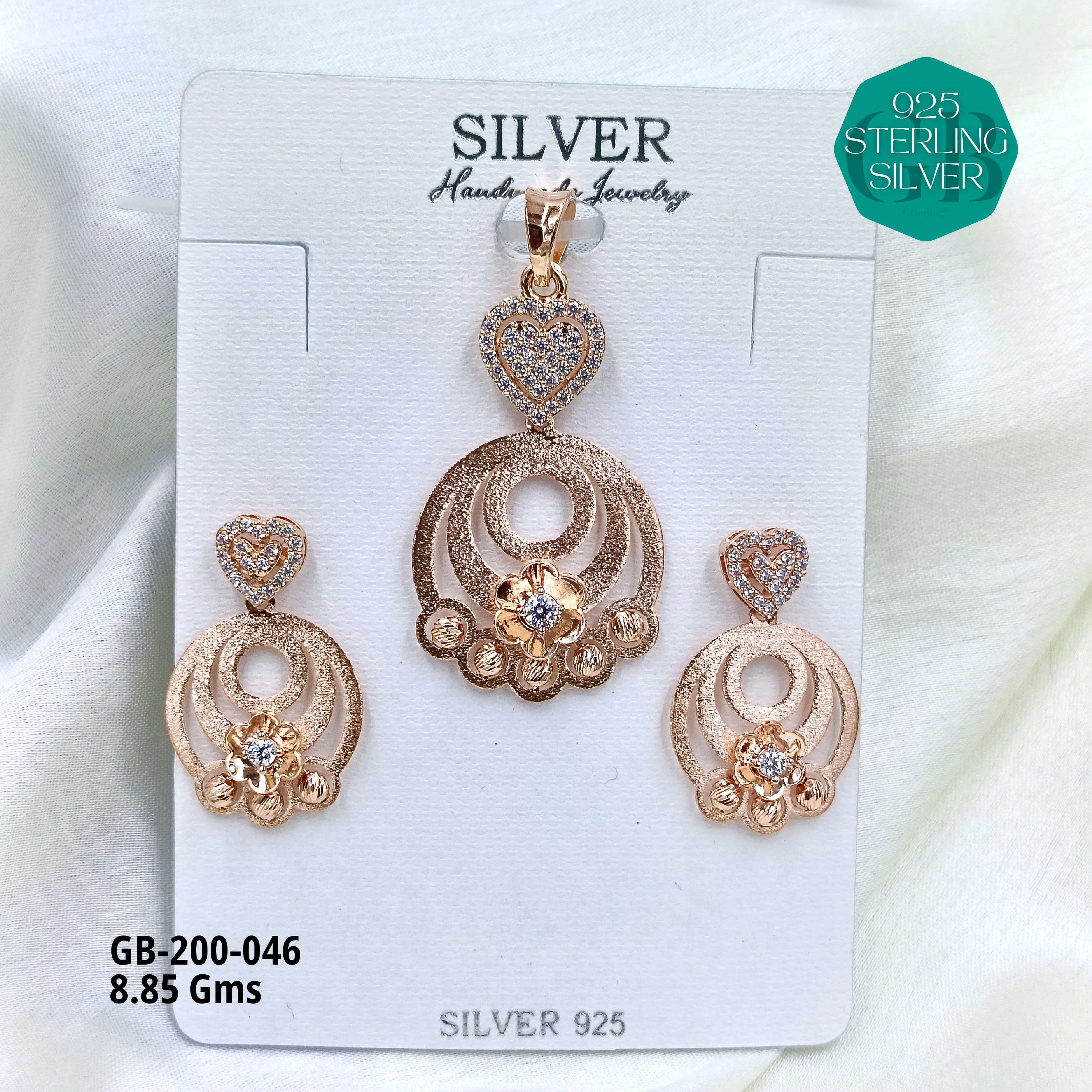 CNC PENDANT SETS - Premium 925 Silver Jewellery - SKU: GB-200-046 - Hyderabad Silver Importers