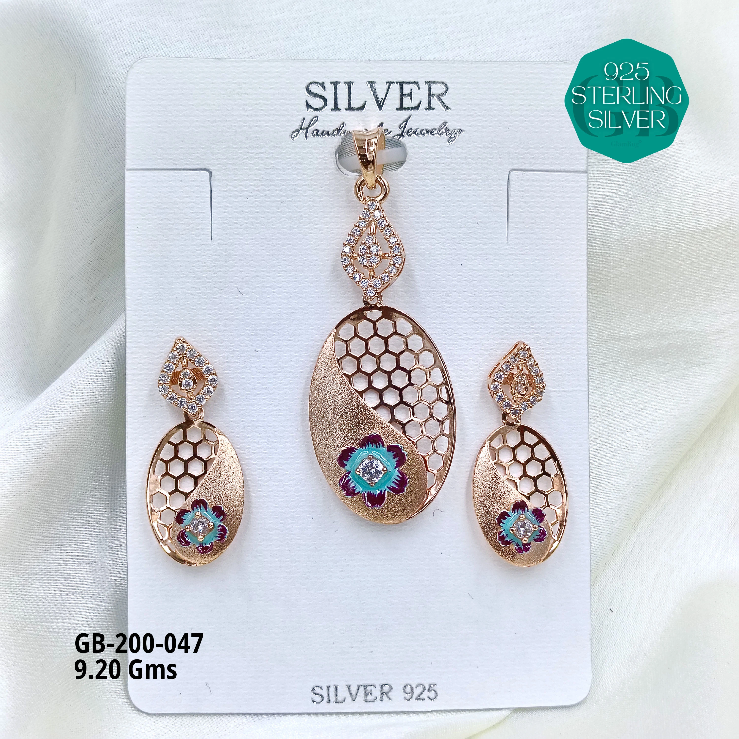 CNC PENDANT SETS - Premium 925 Silver Jewellery - SKU: GB-200-047 - Hyderabad Silver Importers