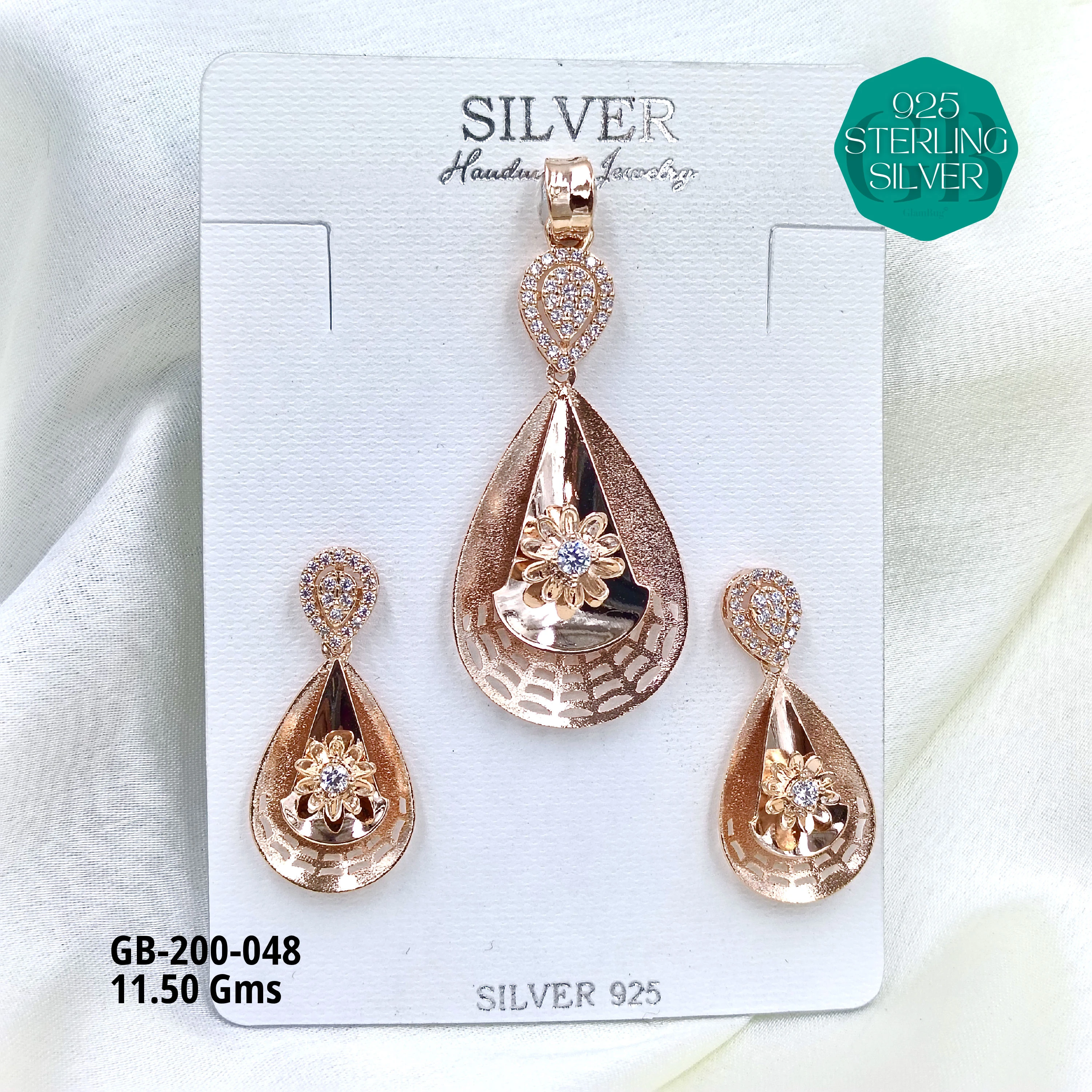 CNC PENDANT SETS - Premium 925 Silver Jewellery - SKU: GB-200-048 - Hyderabad Silver Importers