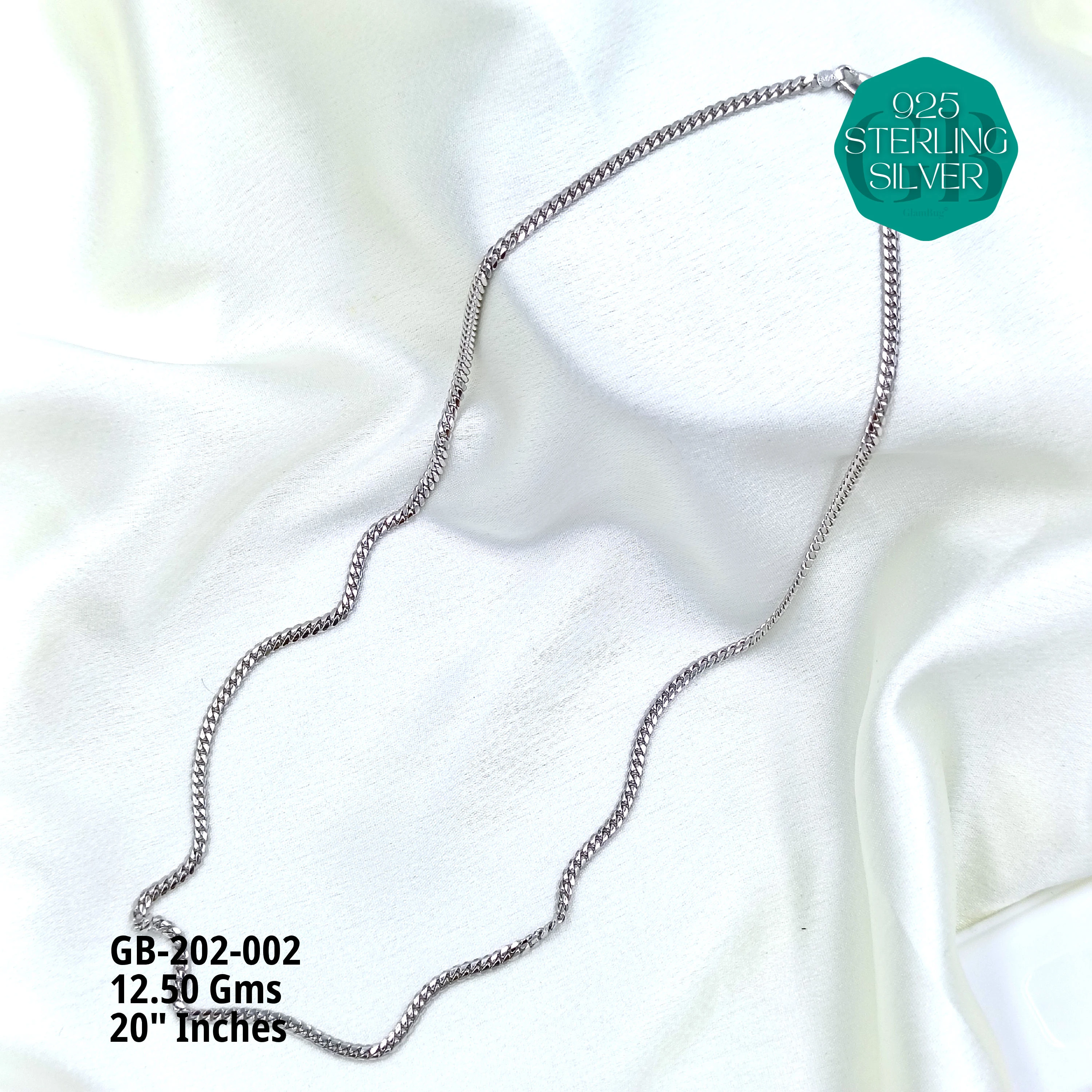 MAN SNAKE / CROP CHAINS - Premium 925 Silver Jewellery - SKU: GB-202-002 - Hyderabad Silver Importers