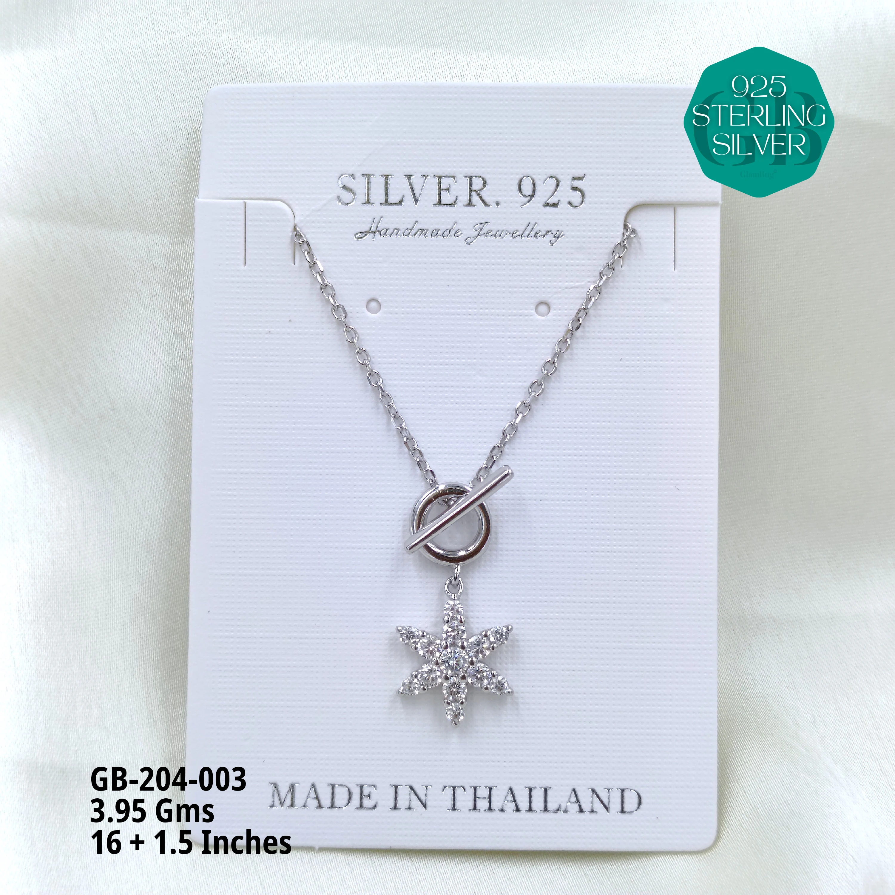 CZ DOKIYA CHAINS PREMIUM - Premium 925 Silver Jewellery - SKU: GB-204-003 - Hyderabad Silver Importers