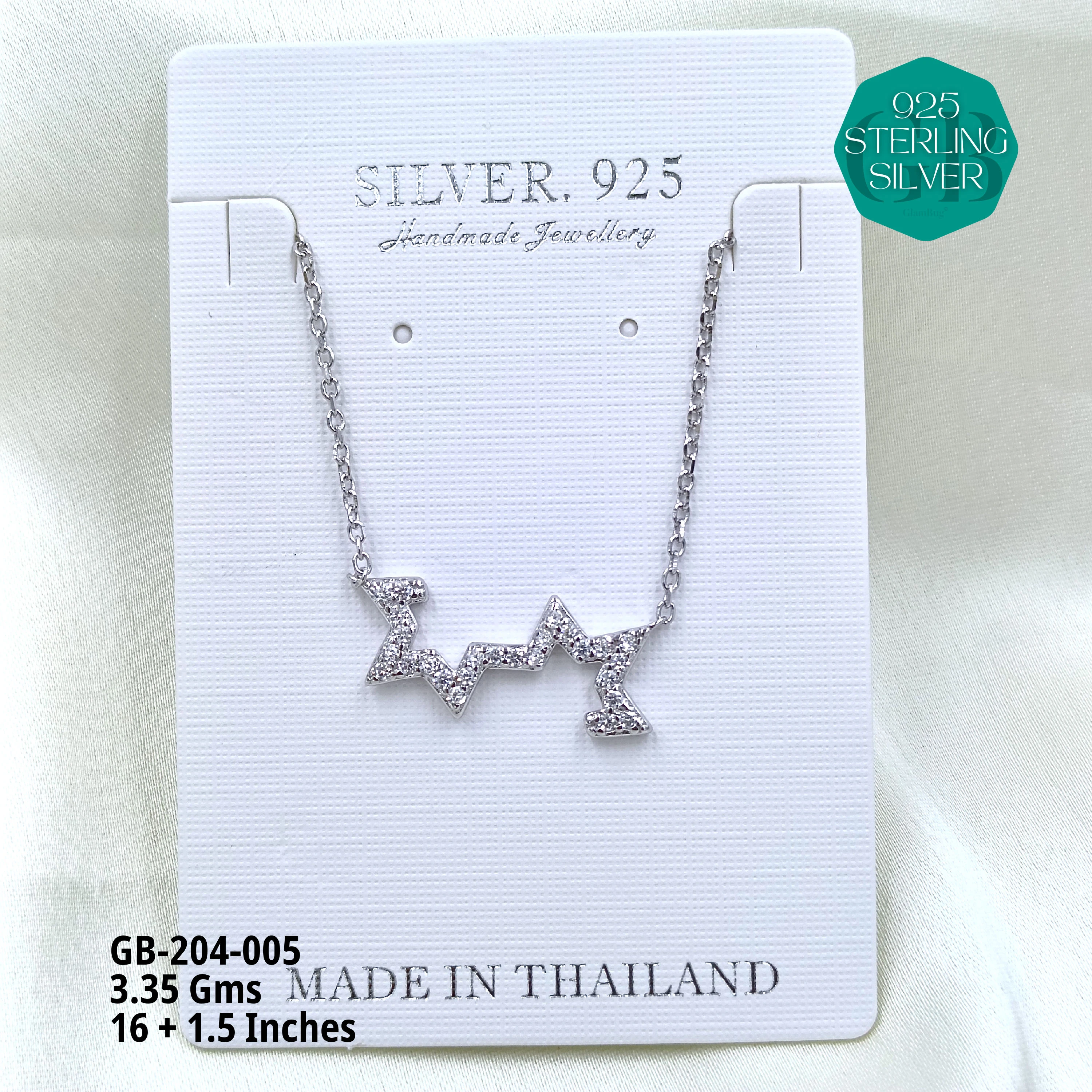 CZ DOKIYA CHAINS PREMIUM - Premium 925 Silver Jewellery - SKU: GB-204-005 - Hyderabad Silver Importers