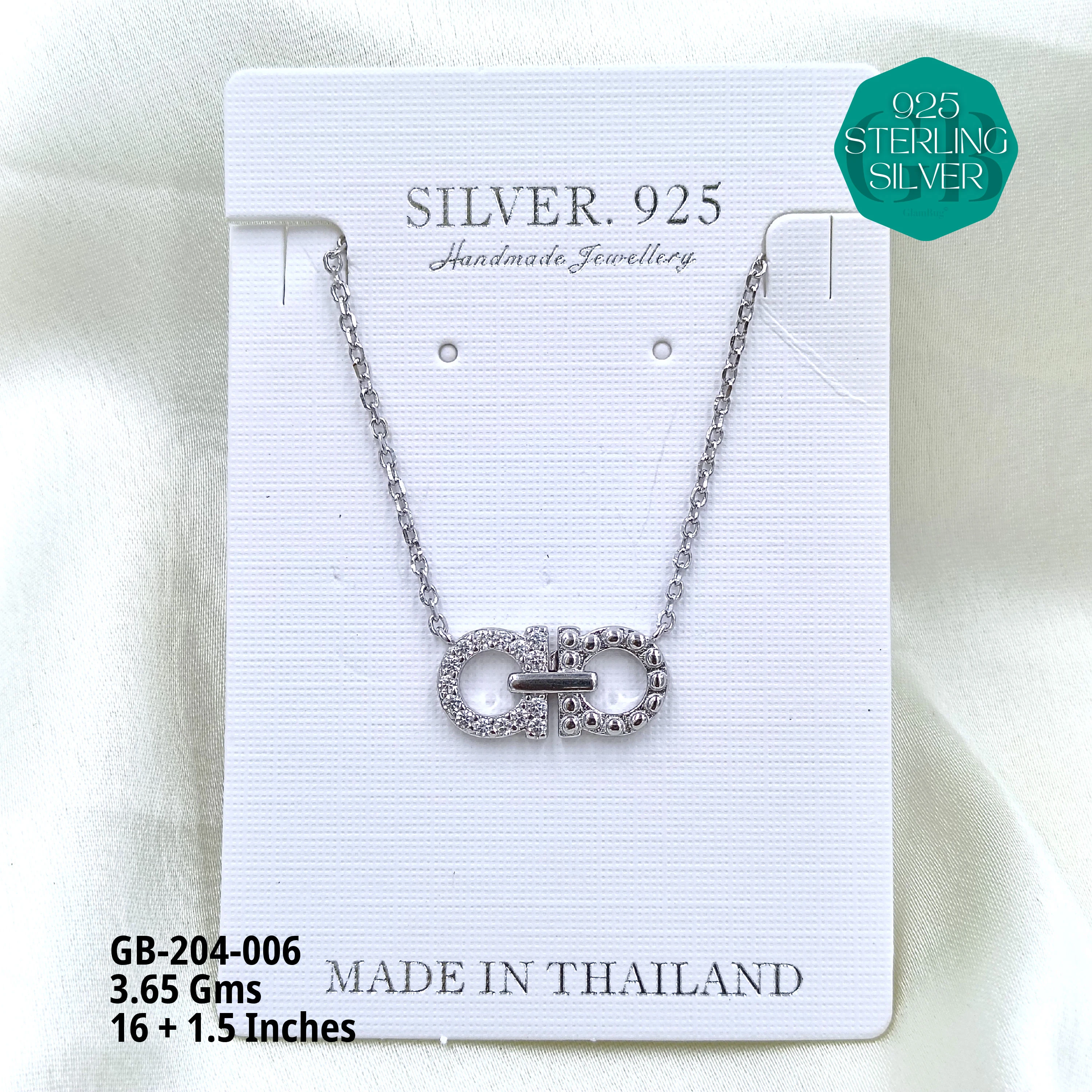 CZ DOKIYA CHAINS PREMIUM - Premium 925 Silver Jewellery - SKU: GB-204-006 - Hyderabad Silver Importers