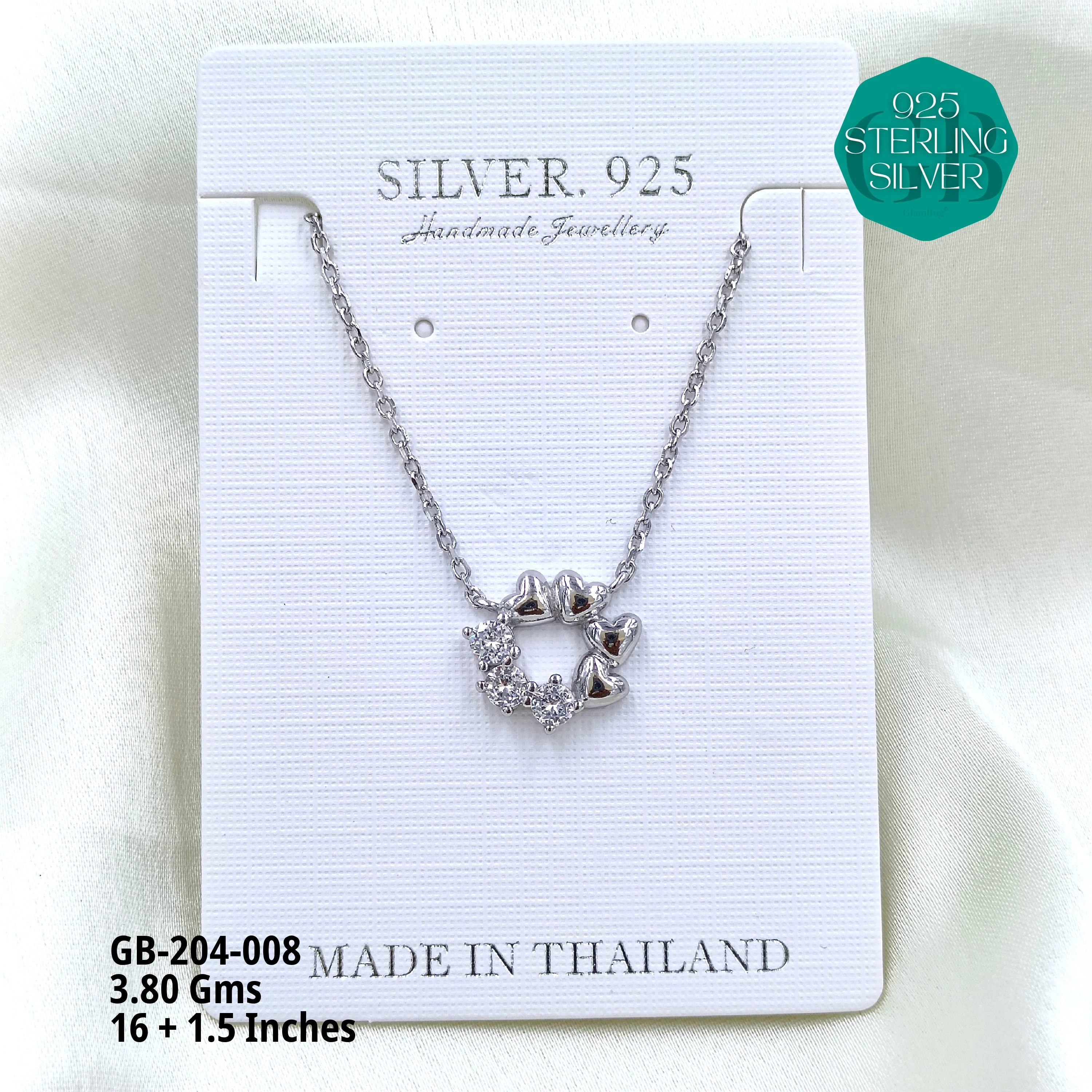 CZ DOKIYA CHAINS PREMIUM - Premium 925 Silver Jewellery - SKU: GB-204-008 - Hyderabad Silver Importers