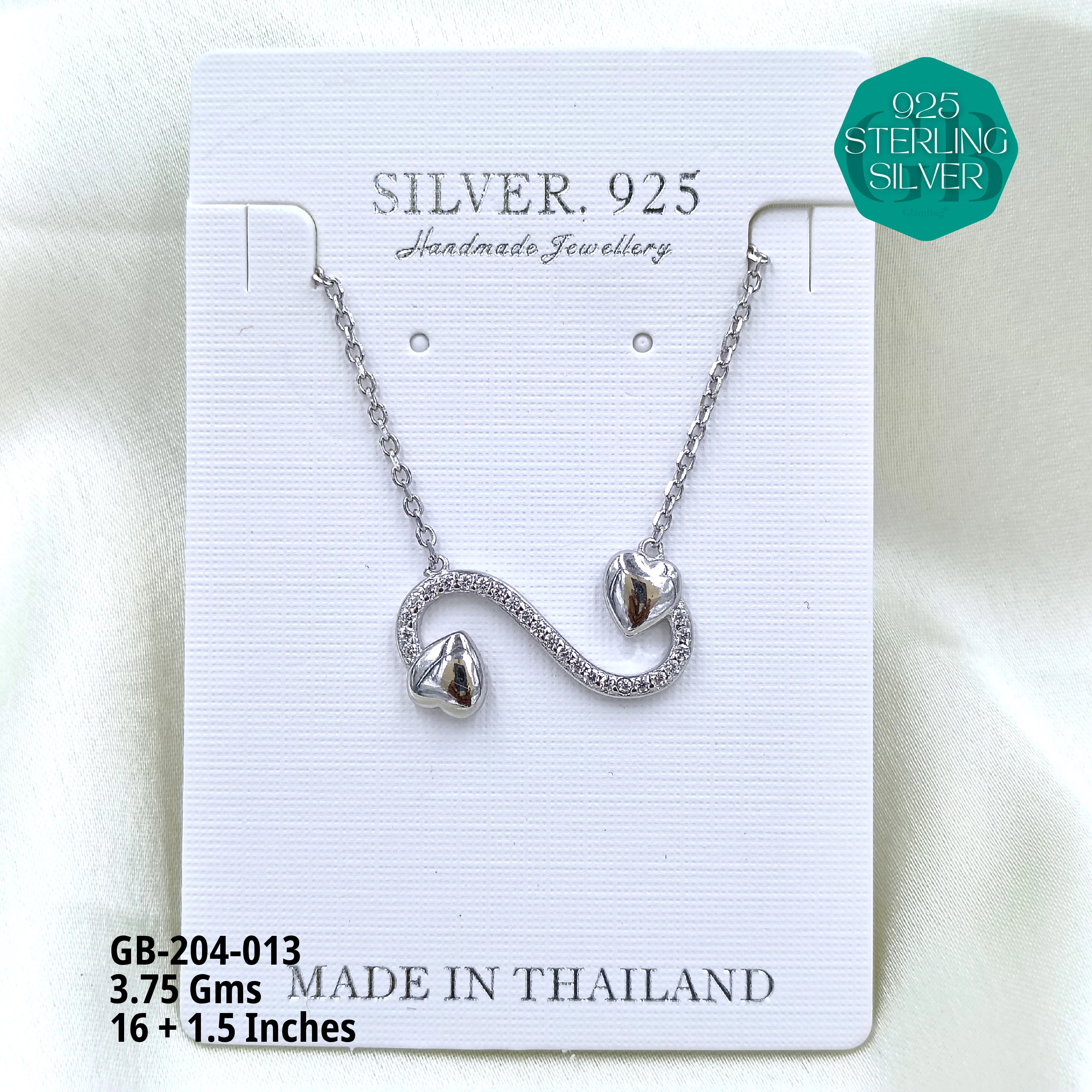 CZ DOKIYA CHAINS PREMIUM - Premium 925 Silver Jewellery - SKU: GB-204-013 - Hyderabad Silver Importers