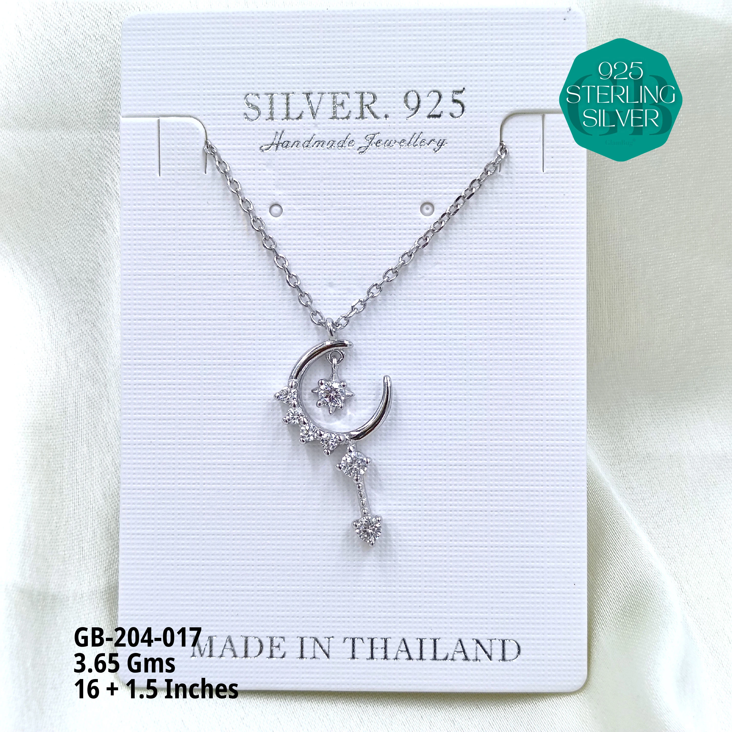 CZ DOKIYA CHAINS PREMIUM - Premium 925 Silver Jewellery - SKU: GB-204-017 - Hyderabad Silver Importers