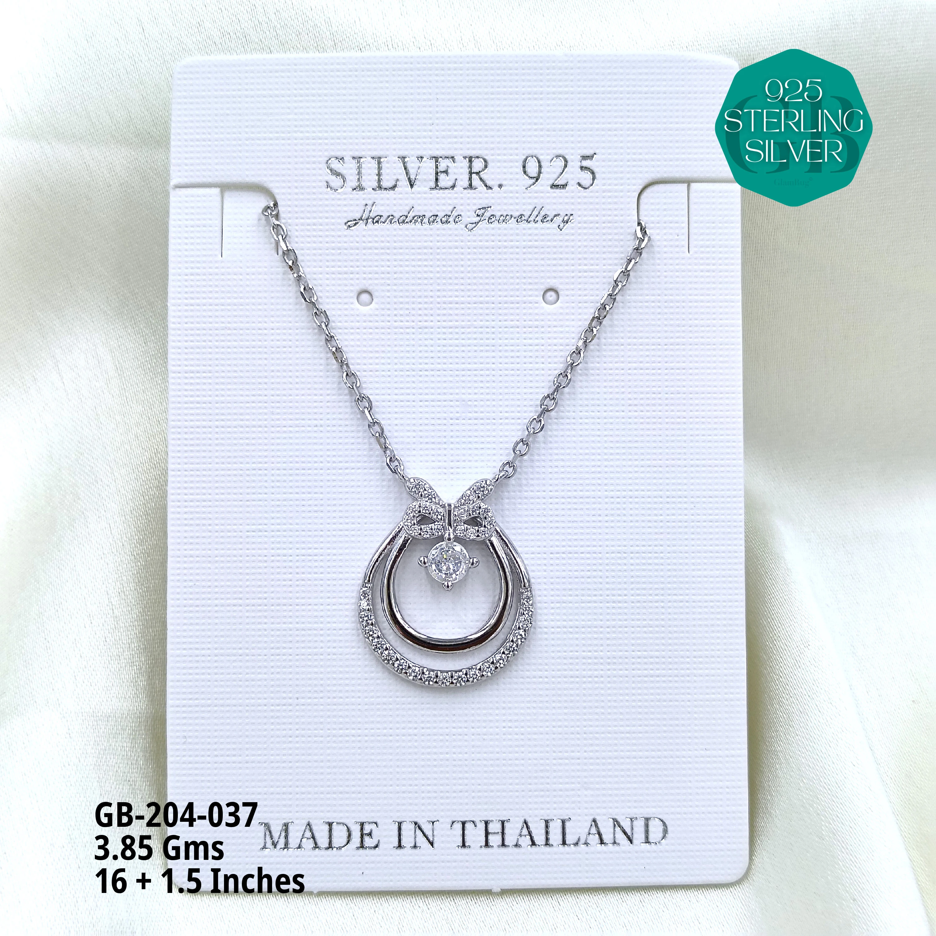 CZ DOKIYA CHAINS PREMIUM - Premium 925 Silver Jewellery - SKU: GB-204-037 - Hyderabad Silver Importers