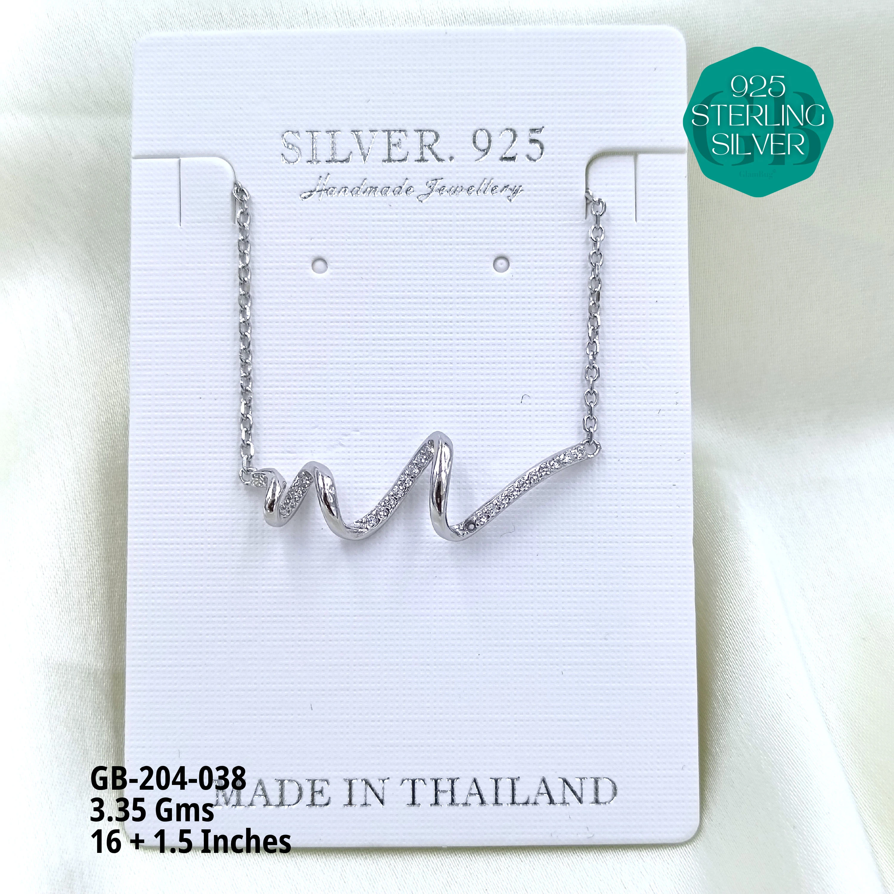 CZ DOKIYA CHAINS PREMIUM - Premium 925 Silver Jewellery - SKU: GB-204-038 - Hyderabad Silver Importers