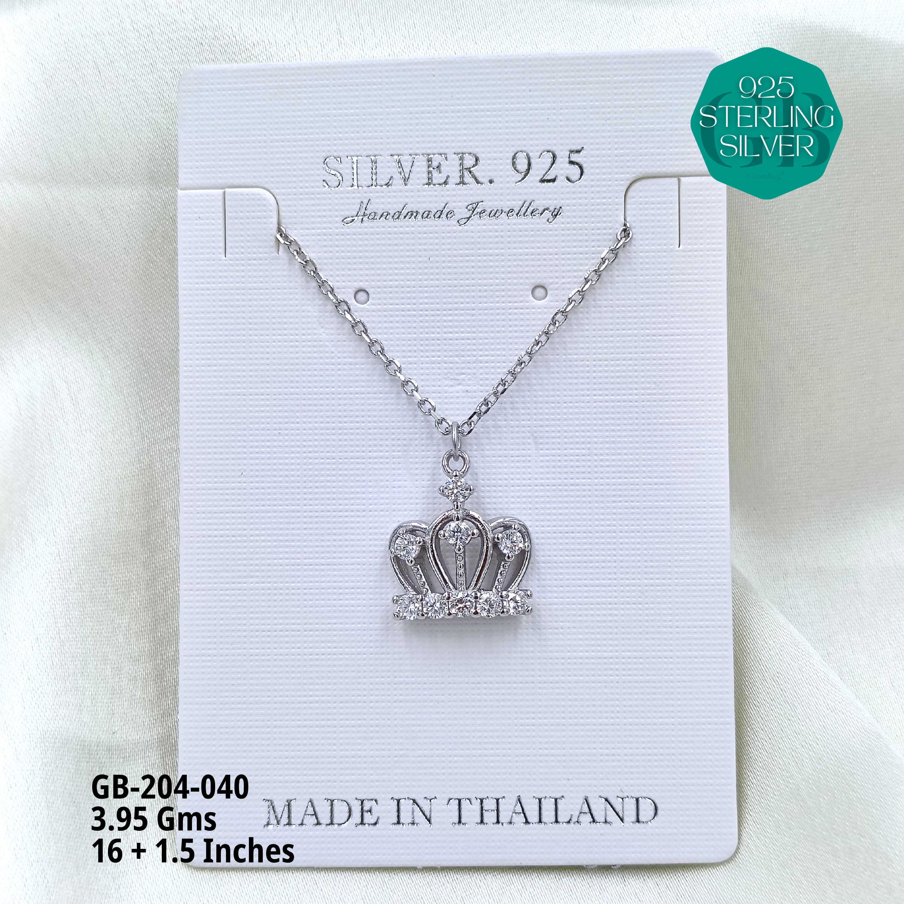 CZ DOKIYA CHAINS PREMIUM - Premium 925 Silver Jewellery - SKU: GB-204-040 - Hyderabad Silver Importers