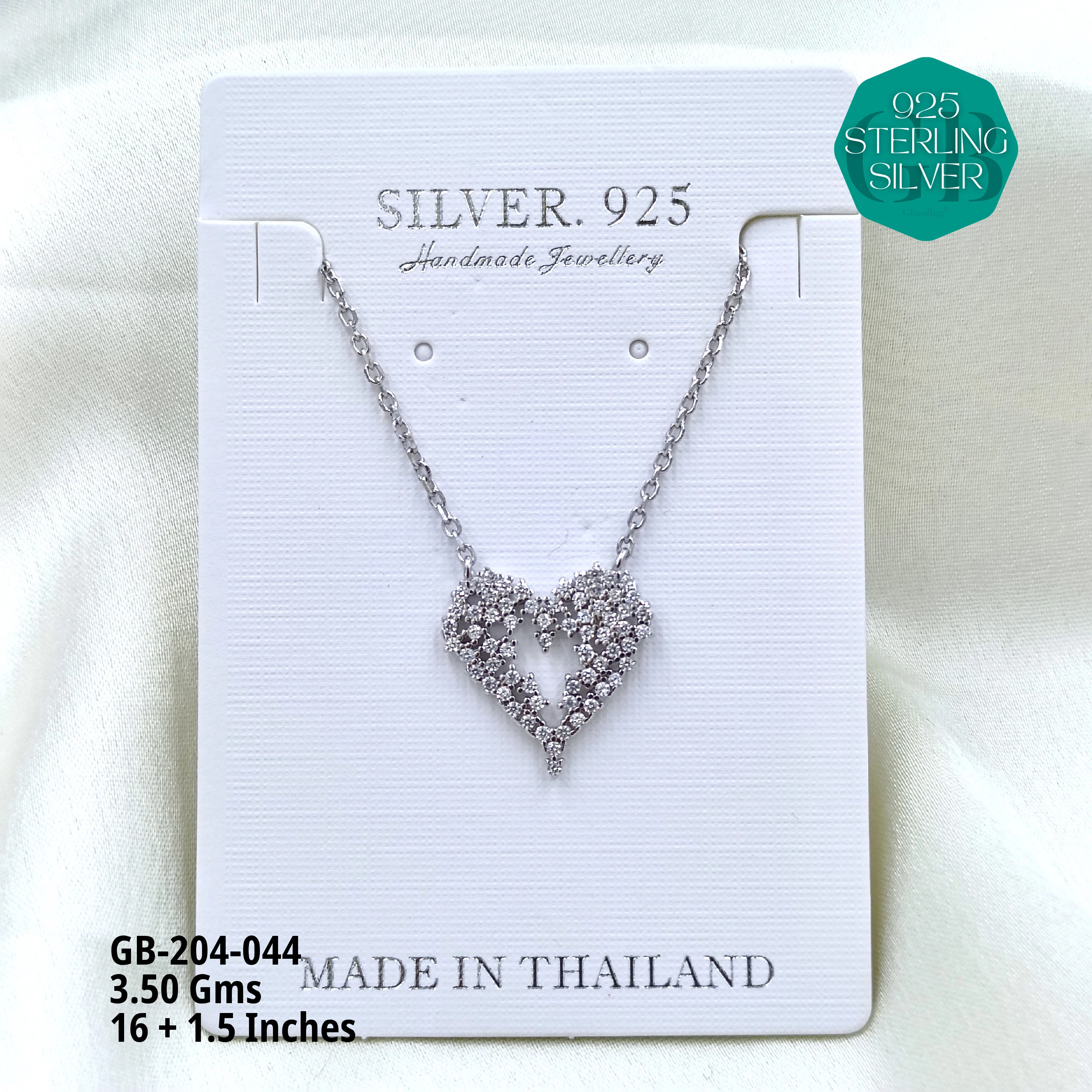 CZ DOKIYA CHAINS PREMIUM - Premium 925 Silver Jewellery - SKU: GB-204-044 - Hyderabad Silver Importers