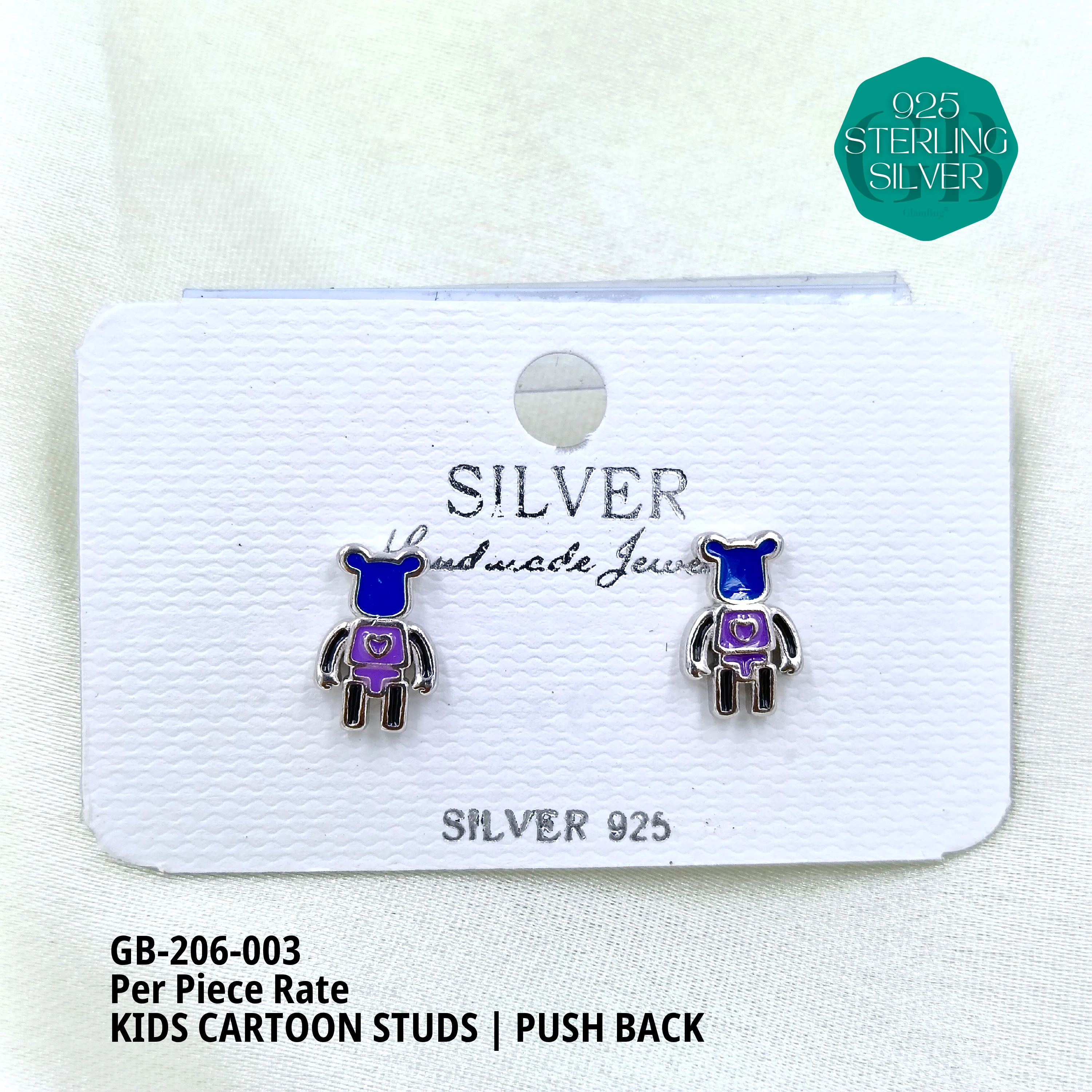 BABY ENAMEL STUDS - Premium 925 Silver Jewellery - SKU: GB-206-003 - Hyderabad Silver Importers