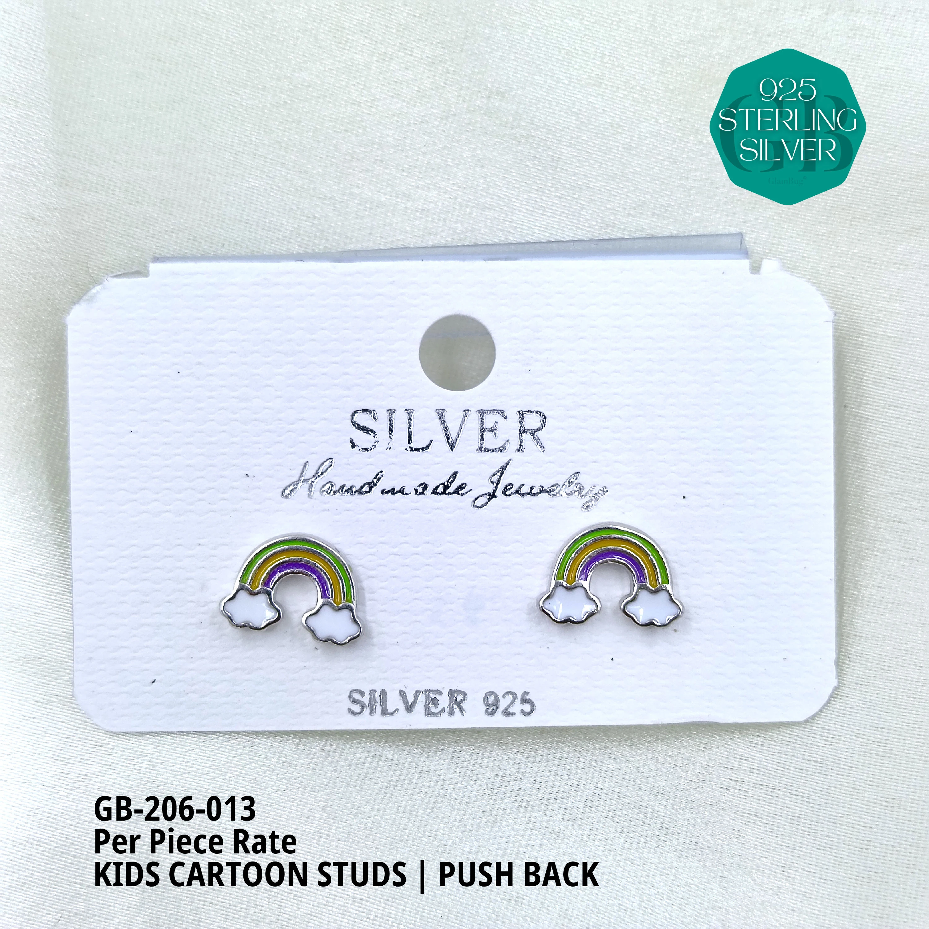 BABY ENAMEL STUDS - Premium 925 Silver Jewellery - SKU: GB-206-013 - Hyderabad Silver Importers