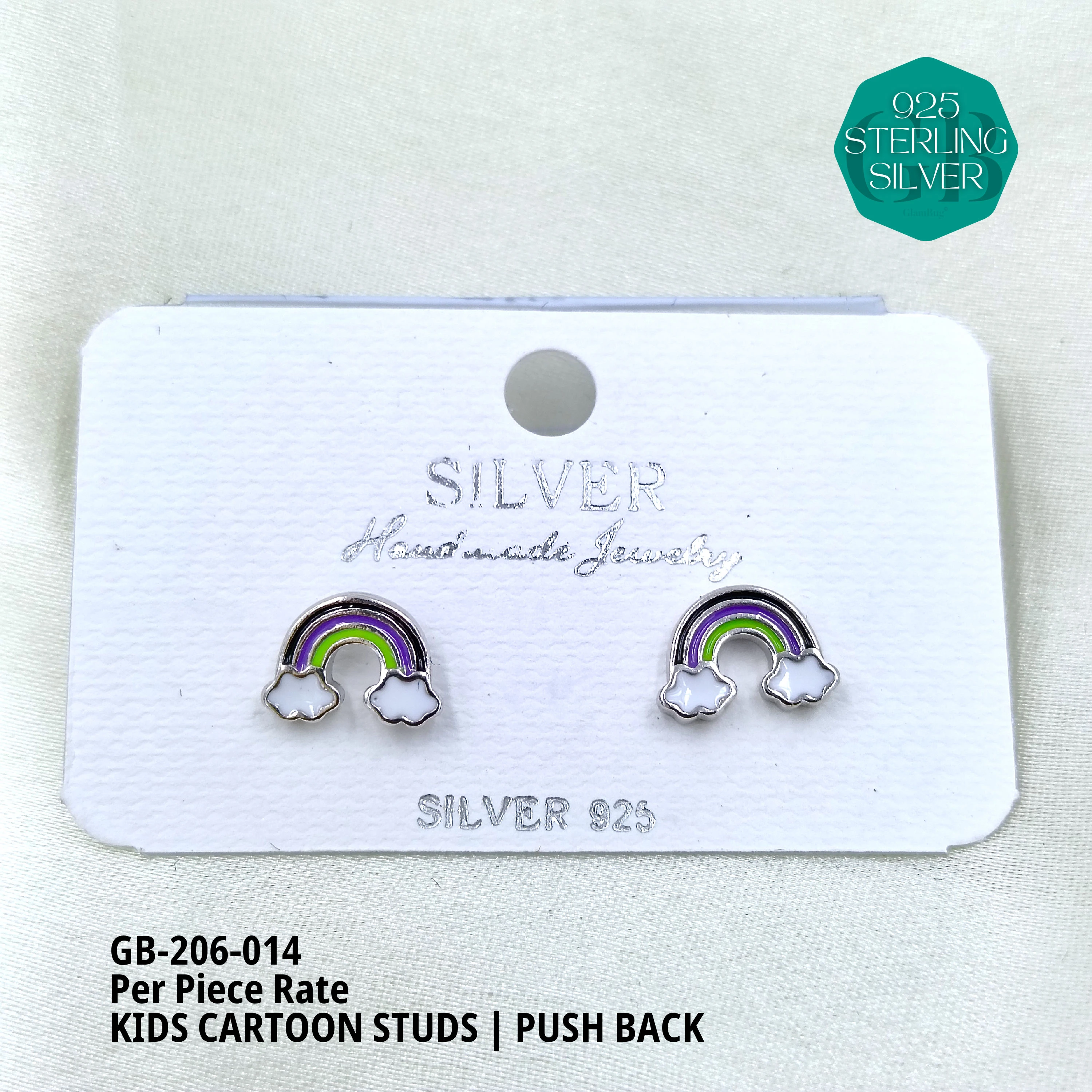 BABY ENAMEL STUDS - Premium 925 Silver Jewellery - SKU: GB-206-014 - Hyderabad Silver Importers
