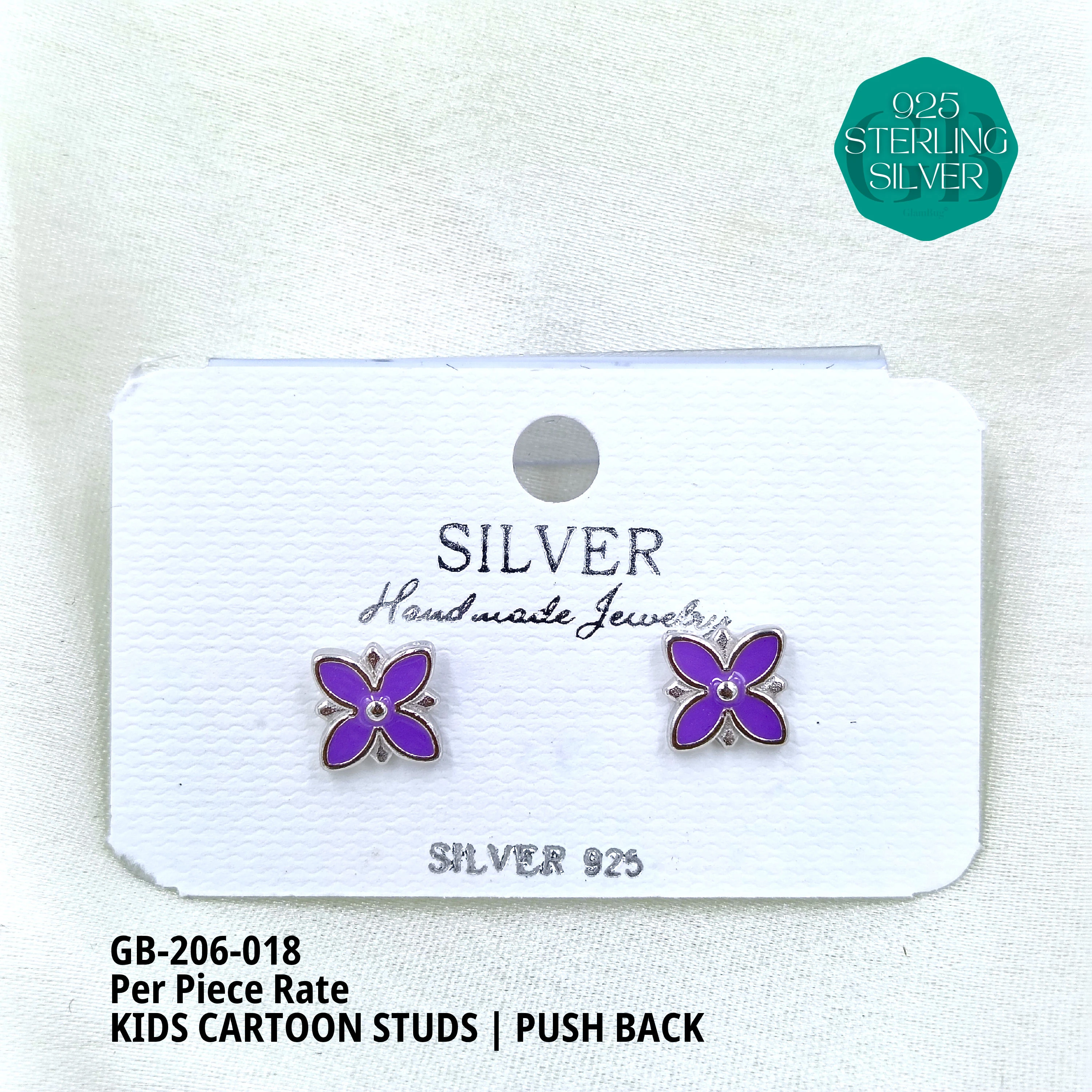 BABY ENAMEL STUDS - Premium 925 Silver Jewellery - SKU: GB-206-018 - Hyderabad Silver Importers