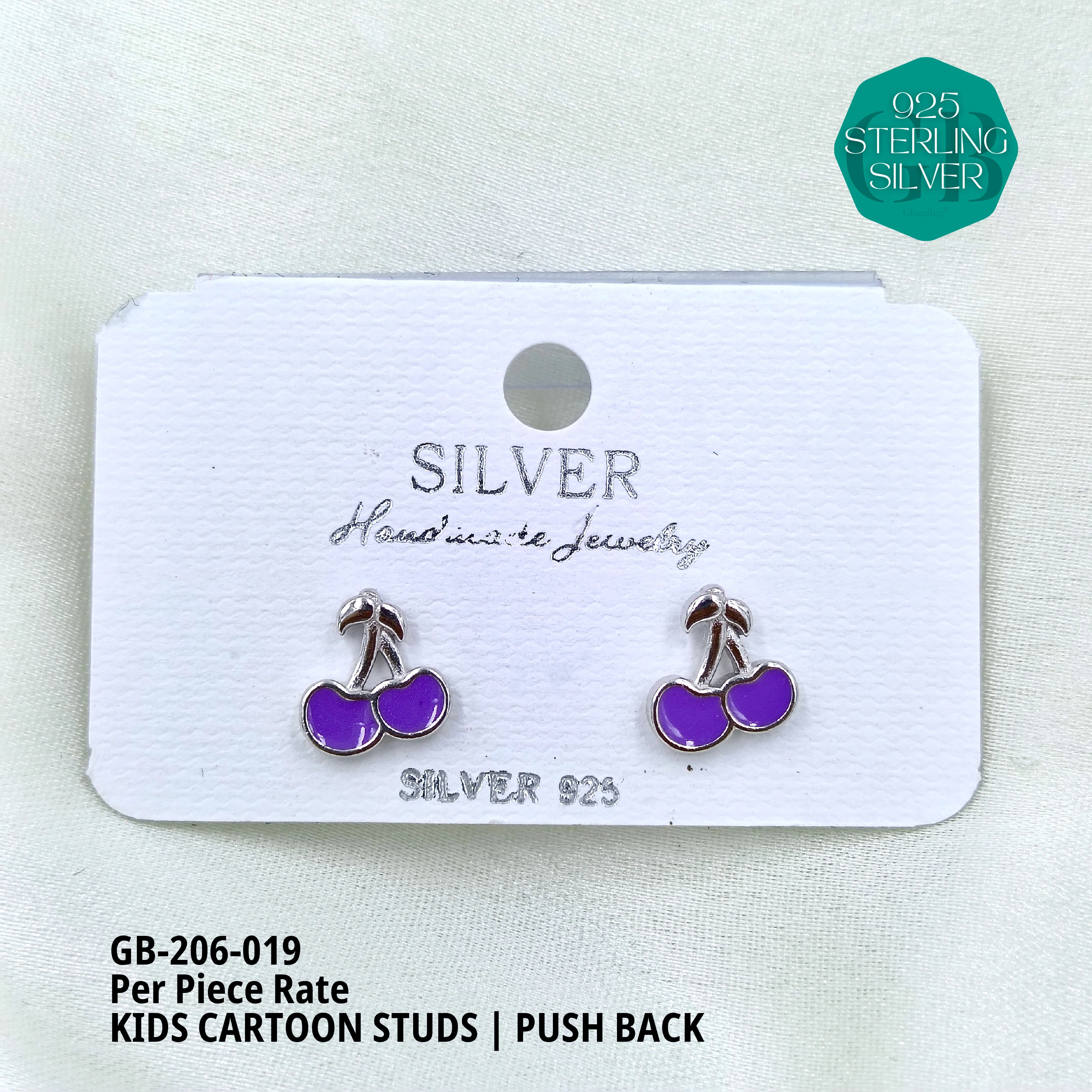 BABY ENAMEL STUDS - Premium 925 Silver Jewellery - SKU: GB-206-019 - Hyderabad Silver Importers