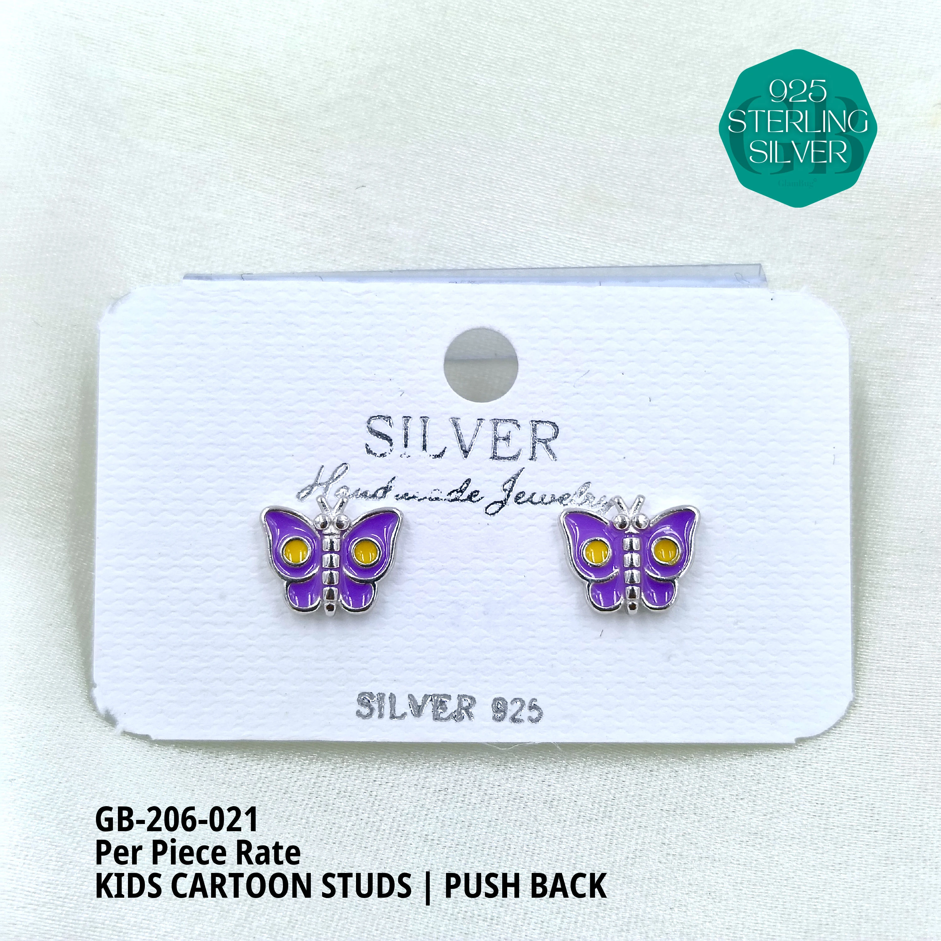 BABY ENAMEL STUDS - Premium 925 Silver Jewellery - SKU: GB-206-021 - Hyderabad Silver Importers