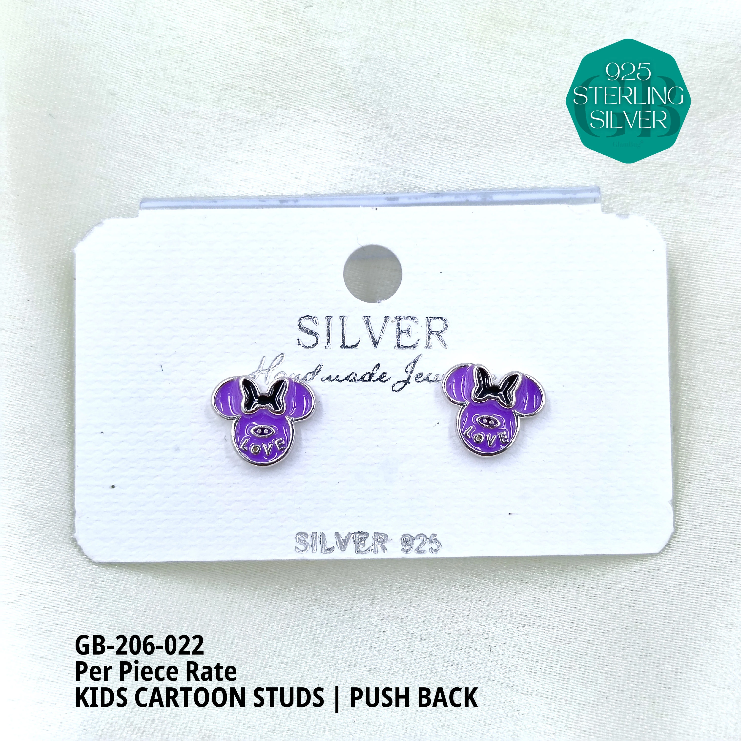 BABY ENAMEL STUDS - Premium 925 Silver Jewellery - SKU: GB-206-022 - Hyderabad Silver Importers