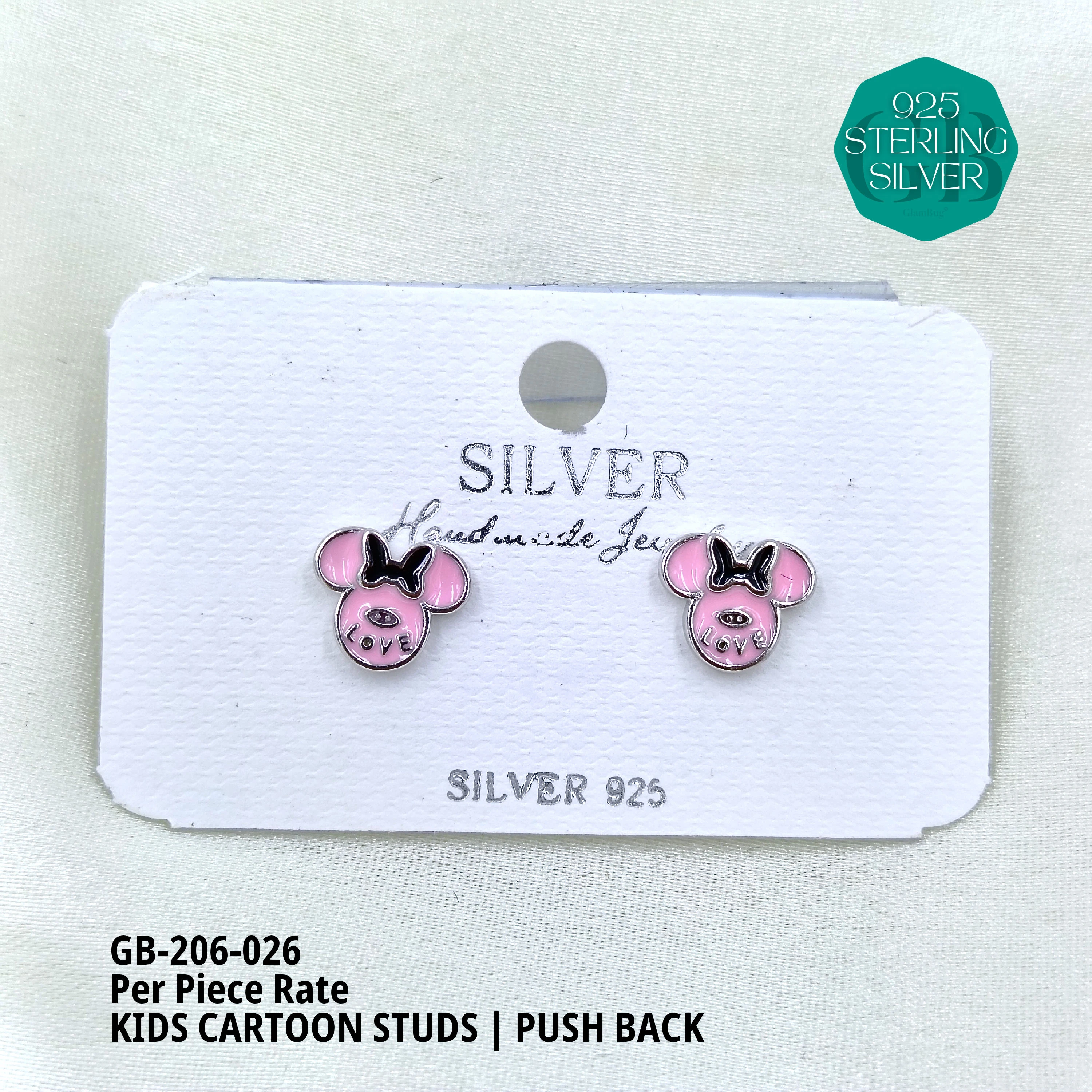 BABY ENAMEL STUDS - Premium 925 Silver Jewellery - SKU: GB-206-026 - Hyderabad Silver Importers