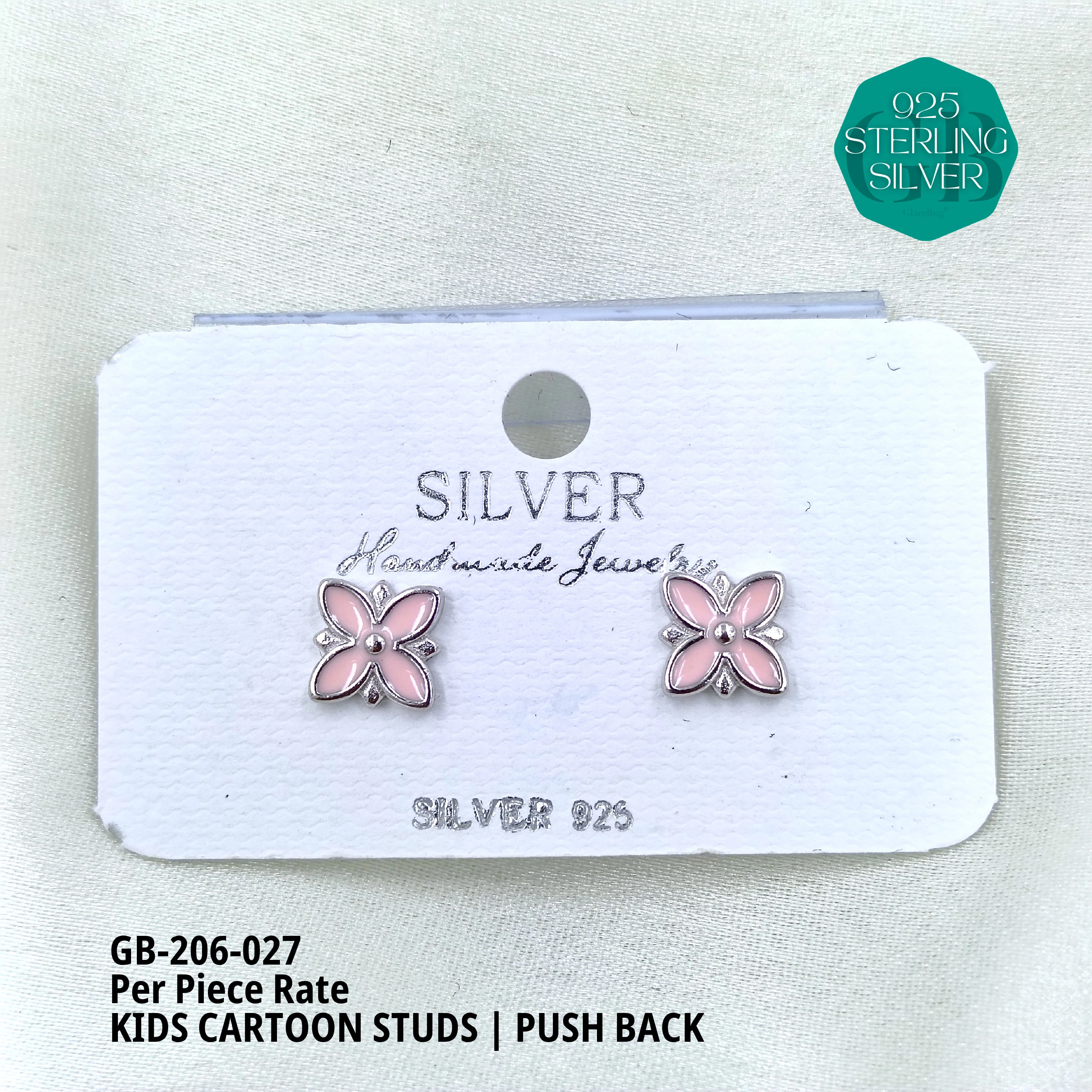 BABY ENAMEL STUDS - Premium 925 Silver Jewellery - SKU: GB-206-027 - Hyderabad Silver Importers
