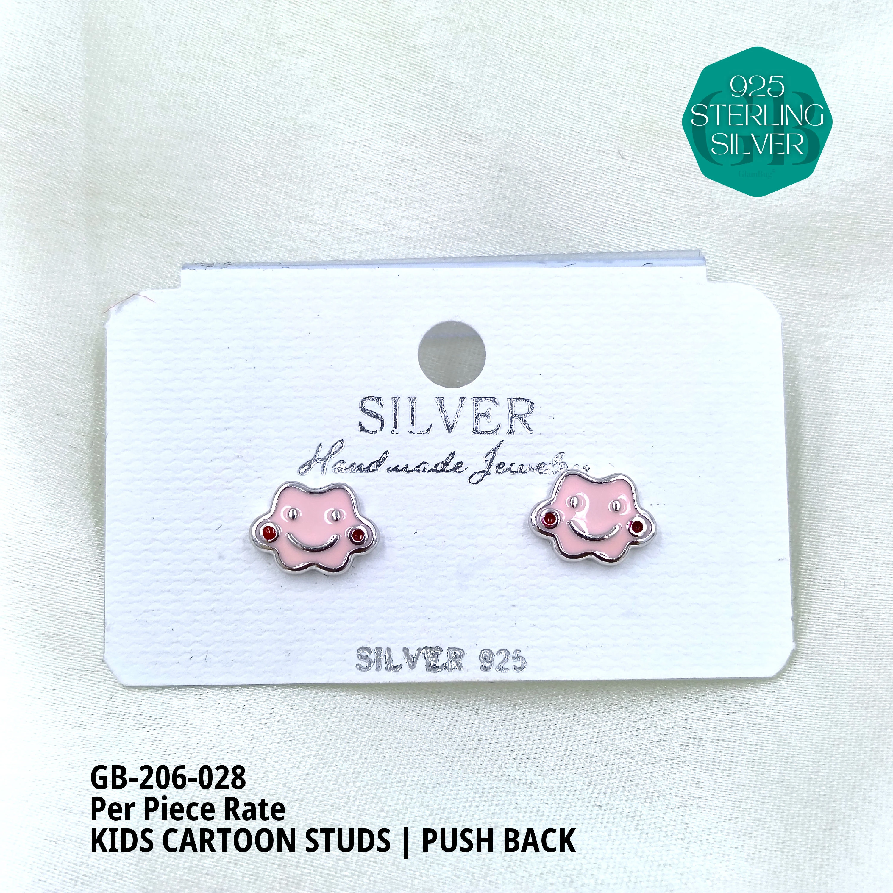BABY ENAMEL STUDS - Premium 925 Silver Jewellery - SKU: GB-206-028 - Hyderabad Silver Importers