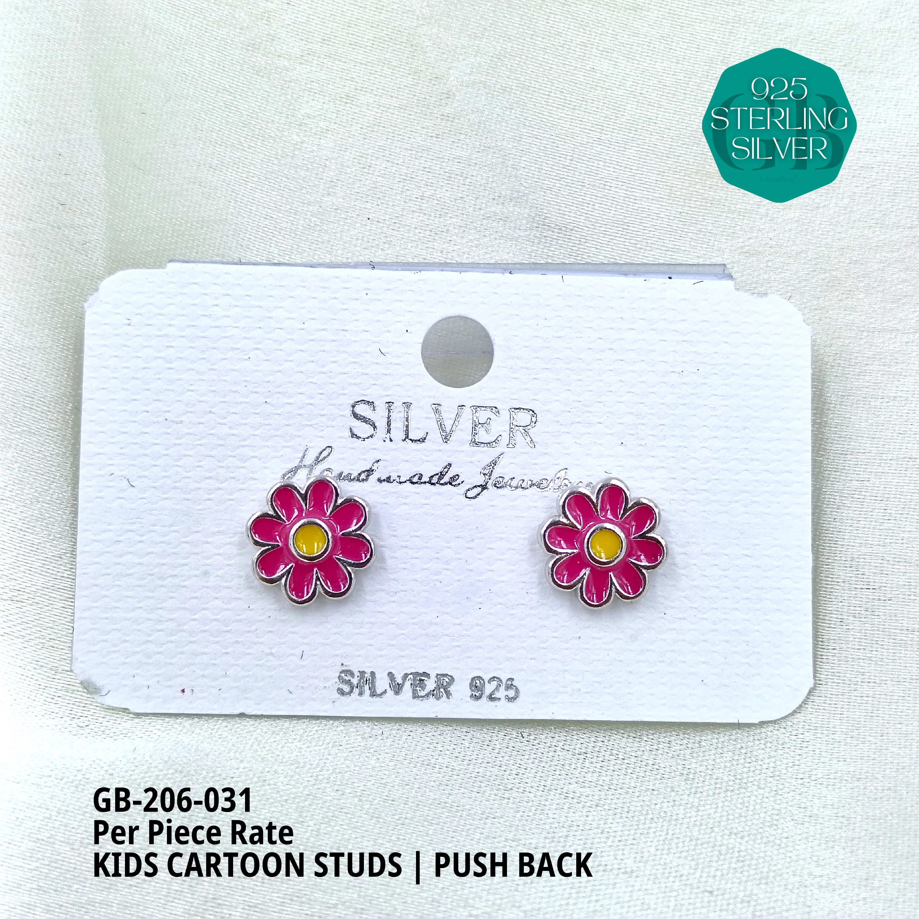BABY ENAMEL STUDS - Premium 925 Silver Jewellery - SKU: GB-206-031 - Hyderabad Silver Importers