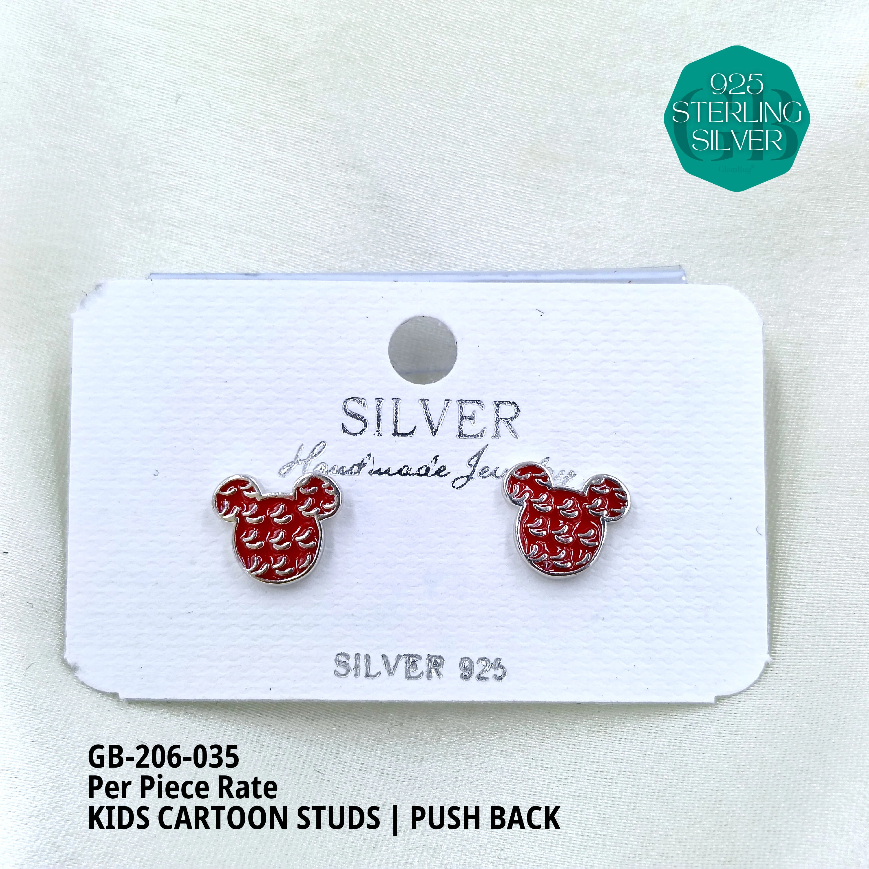 BABY ENAMEL STUDS - Premium 925 Silver Jewellery - SKU: GB-206-035 - Hyderabad Silver Importers
