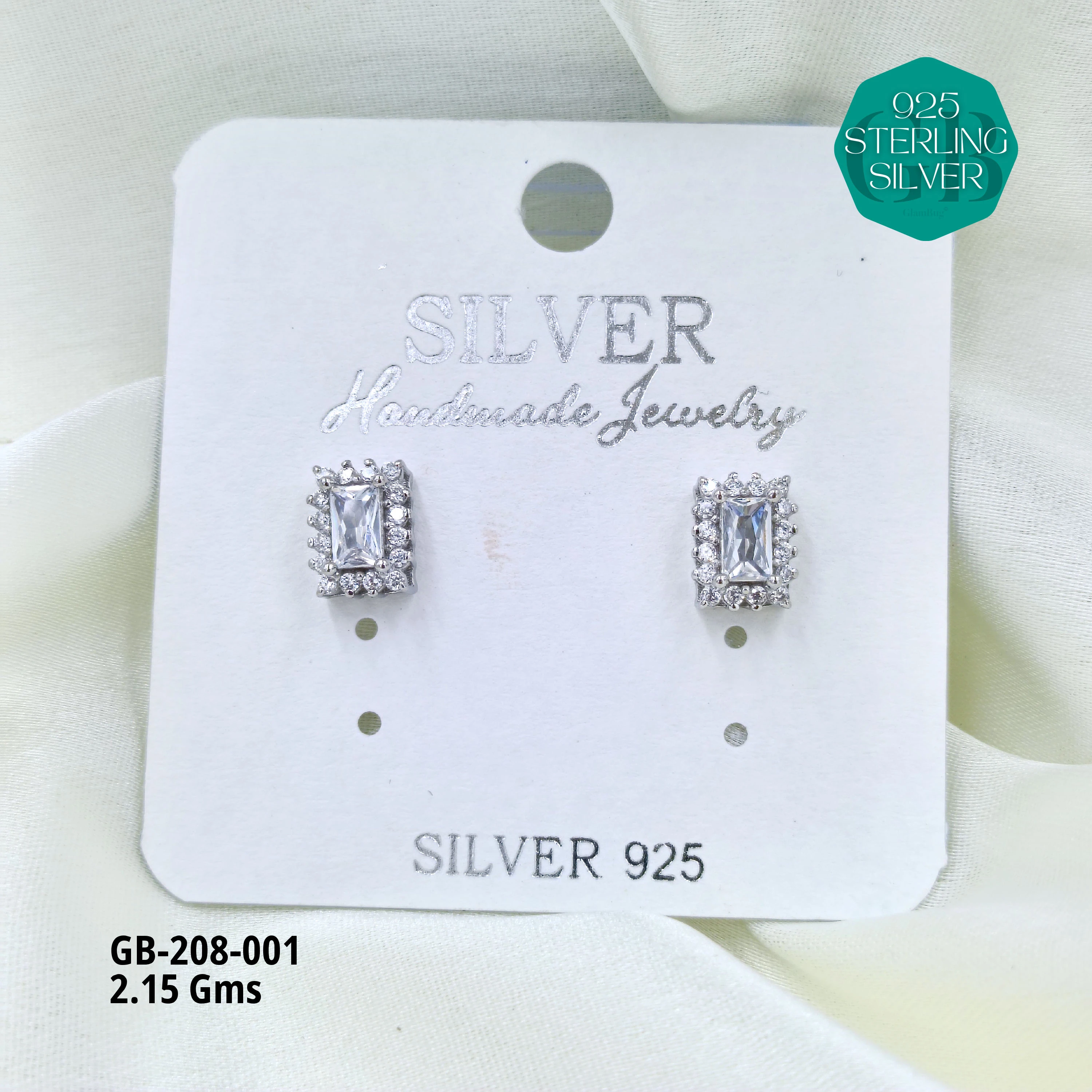 SOLITAIRE SHAPE TOPS - WHITE - Premium 925 Silver Jewellery - SKU: GB-208-001 - Hyderabad Silver Importers