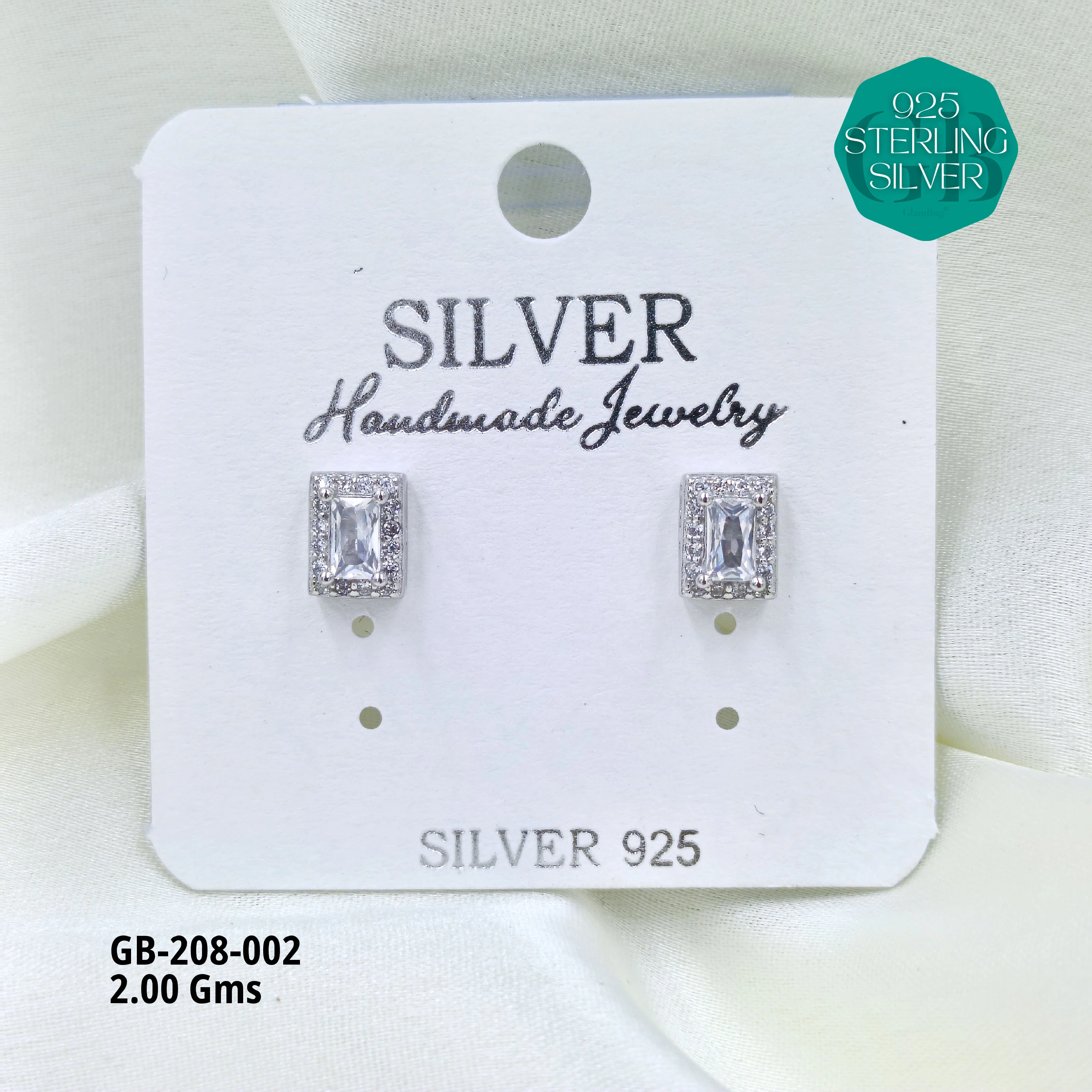 SOLITAIRE SHAPE TOPS - WHITE - Premium 925 Silver Jewellery - SKU: GB-208-002 - Hyderabad Silver Importers