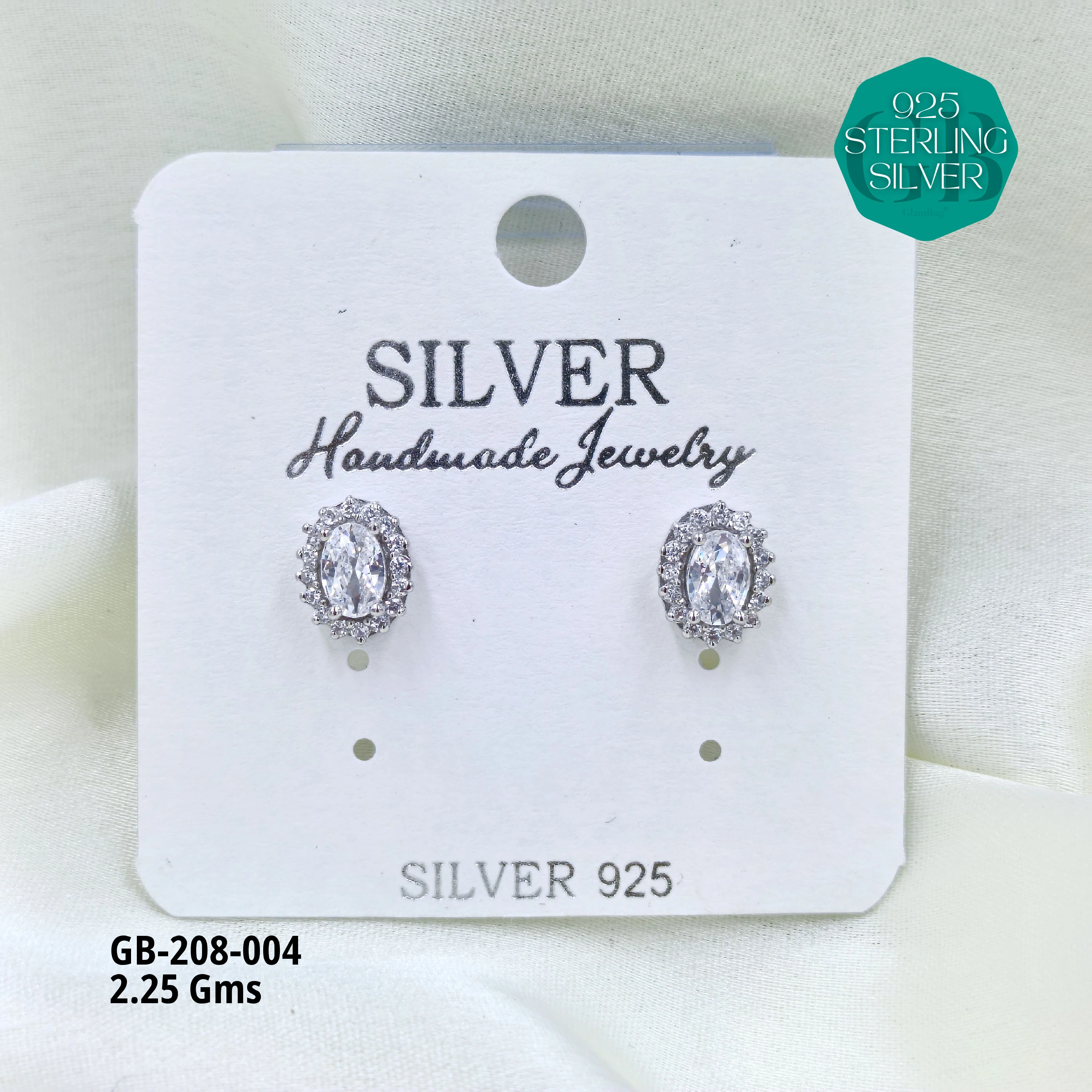 SOLITAIRE SHAPE TOPS - WHITE - Premium 925 Silver Jewellery - SKU: GB-208-004 - Hyderabad Silver Importers