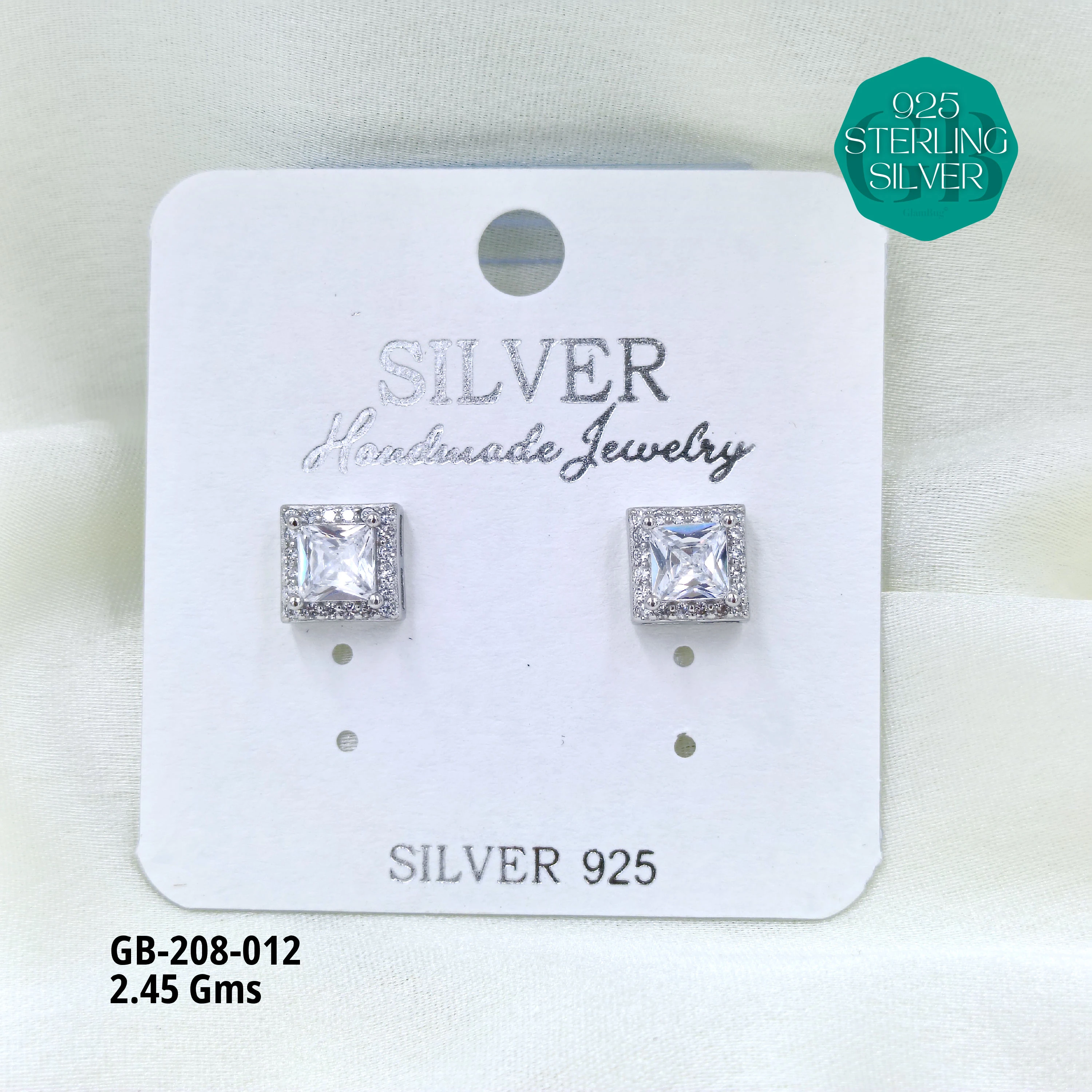 SOLITAIRE SHAPE TOPS - WHITE - Premium 925 Silver Jewellery - SKU: GB-208-012 - Hyderabad Silver Importers