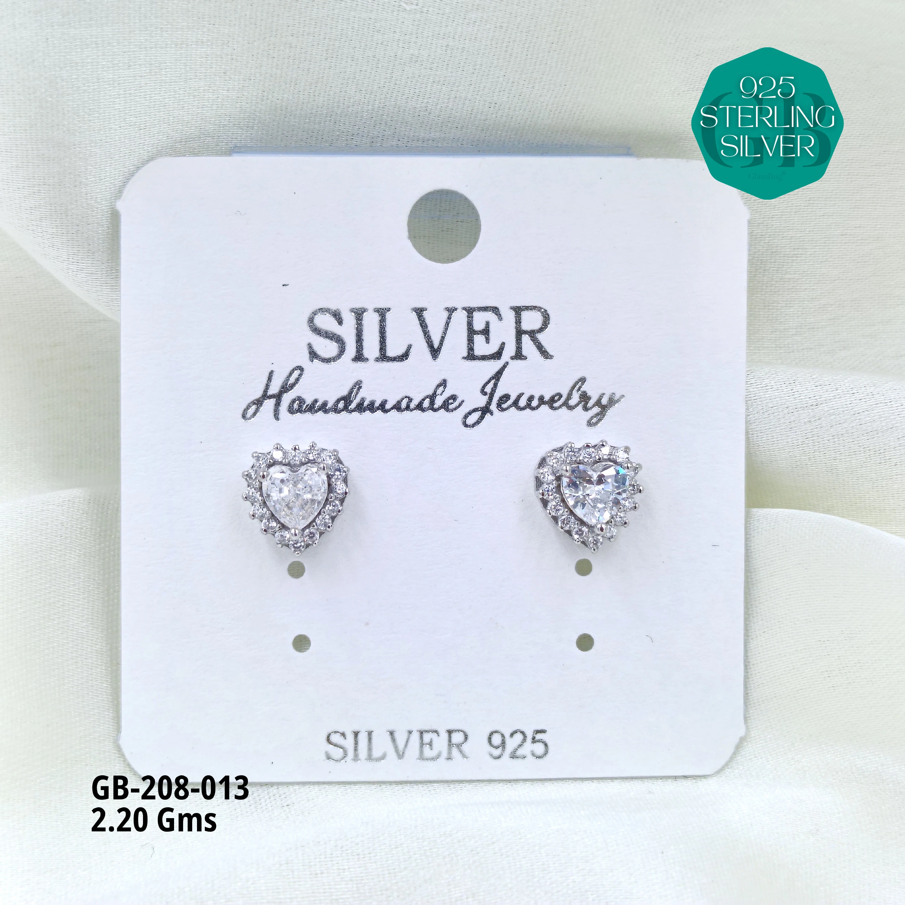 SOLITAIRE SHAPE TOPS - WHITE - Premium 925 Silver Jewellery - SKU: GB-208-013 - Hyderabad Silver Importers
