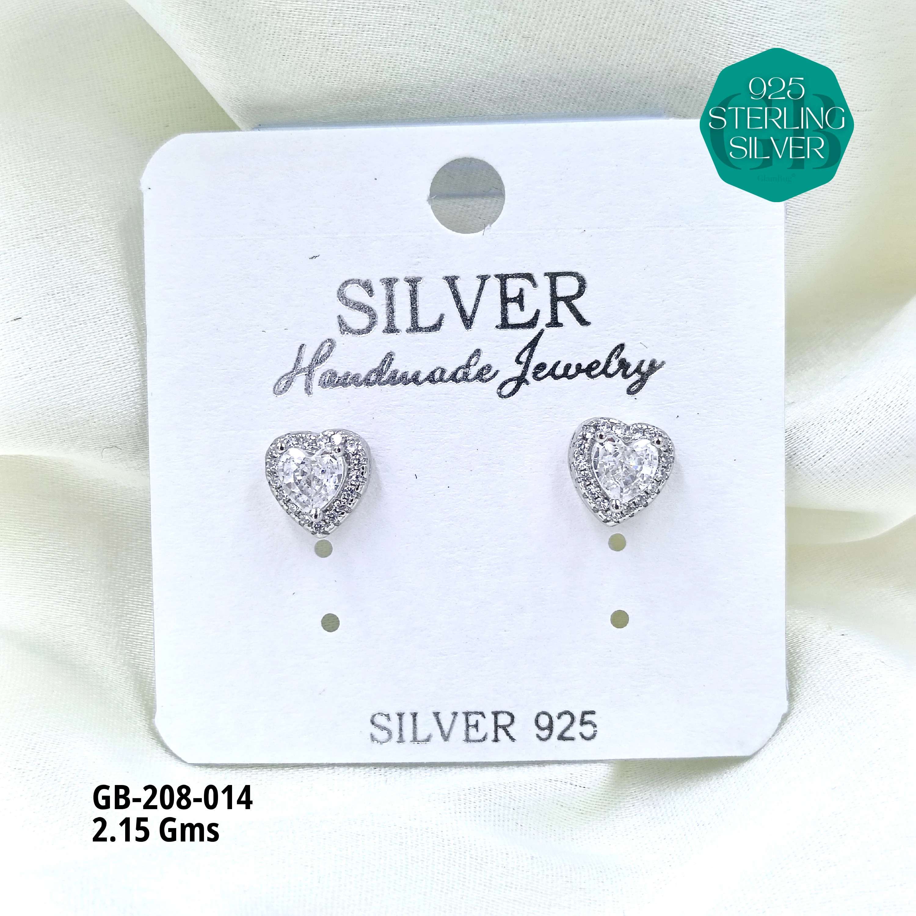 SOLITAIRE SHAPE TOPS - WHITE - Premium 925 Silver Jewellery - SKU: GB-208-014 - Hyderabad Silver Importers