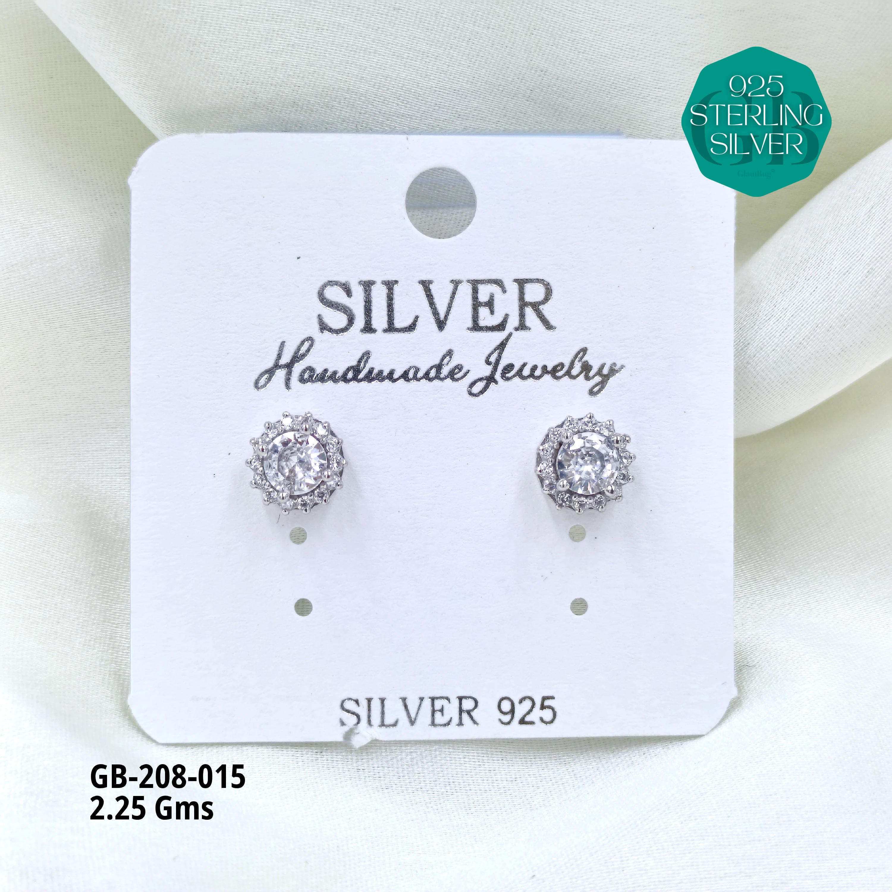 SOLITAIRE SHAPE TOPS - WHITE - Premium 925 Silver Jewellery - SKU: GB-208-015 - Hyderabad Silver Importers