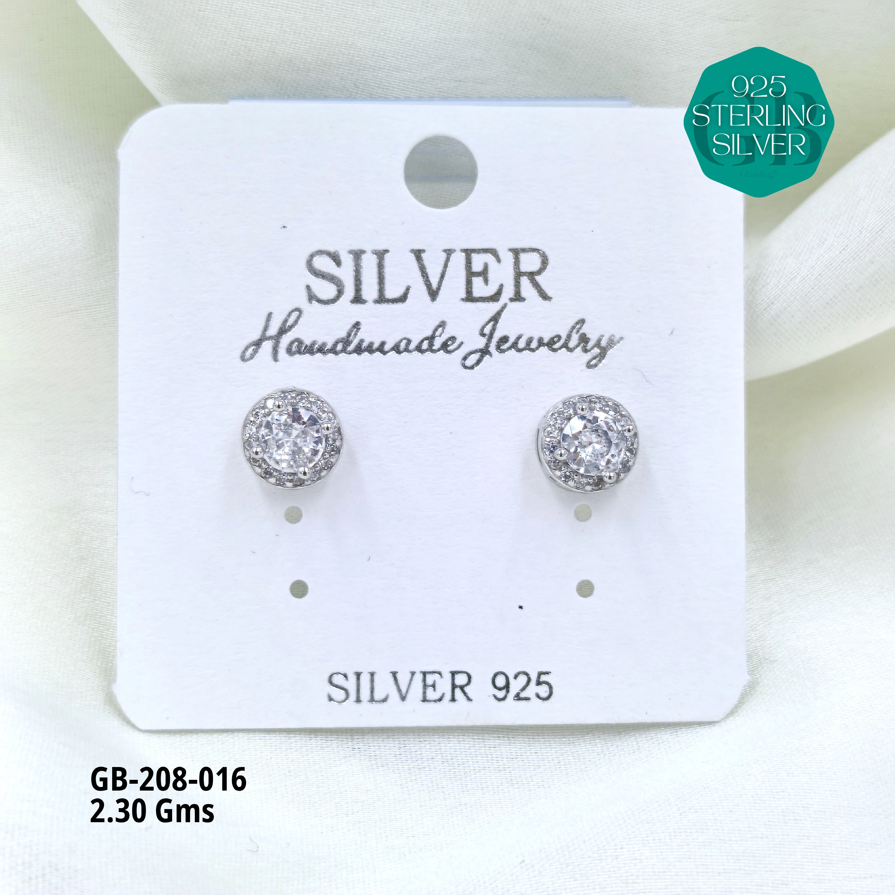 SOLITAIRE SHAPE TOPS - WHITE - Premium 925 Silver Jewellery - SKU: GB-208-016 - Hyderabad Silver Importers