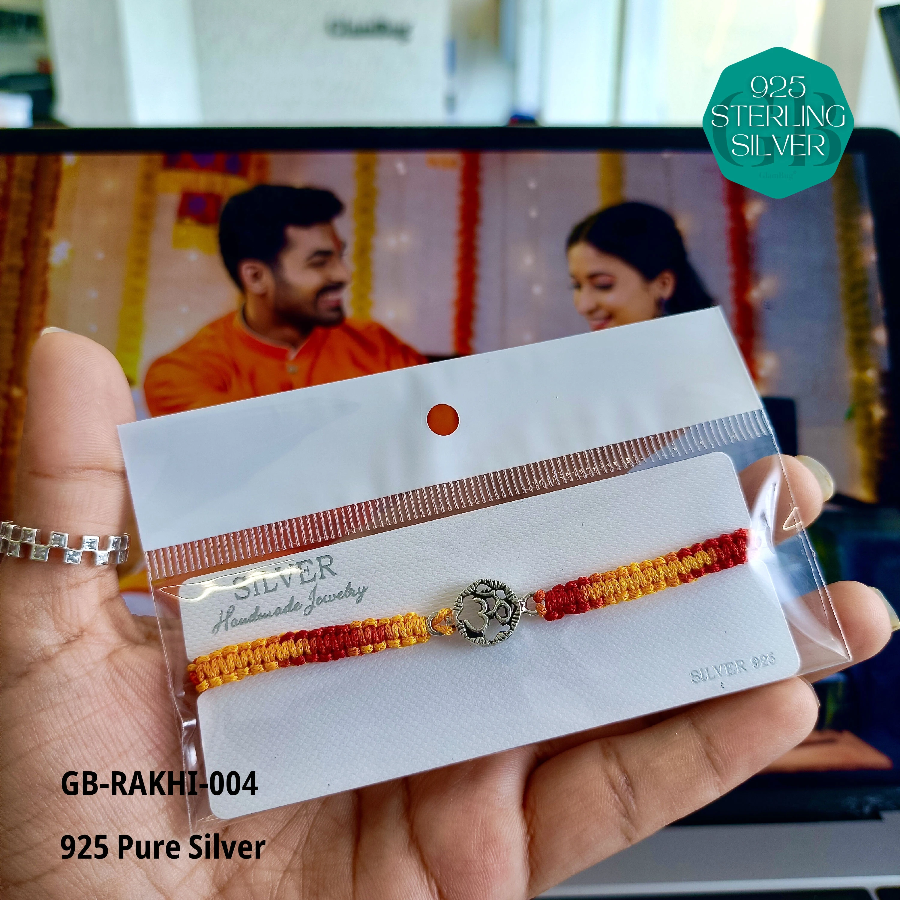 Rakhi - Premium 925 Silver Jewellery - SKU: GB-RAKHI-004 - Hyderabad Silver Importers