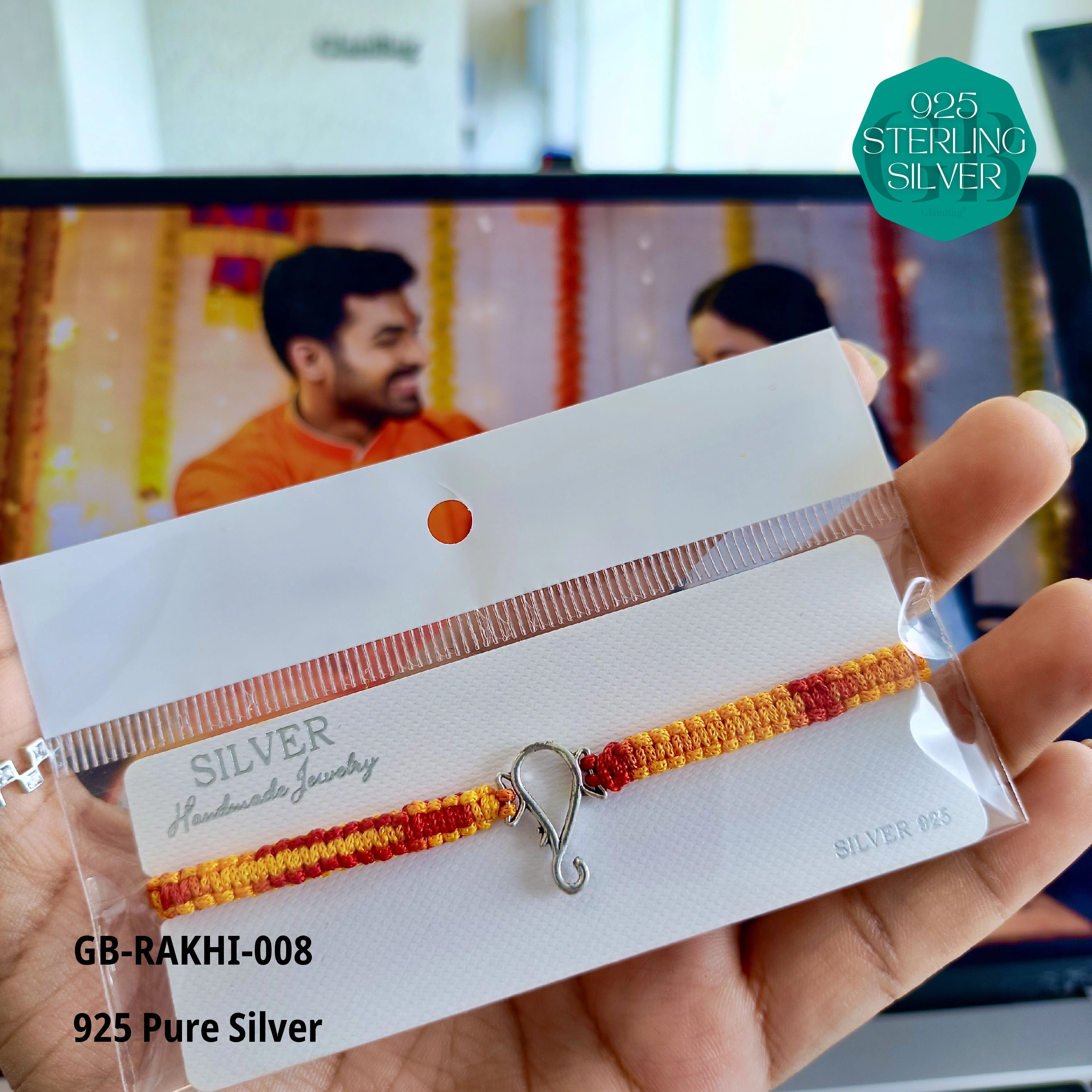 Rakhi - Premium 925 Silver Jewellery - SKU: GB-RAKHI-008 - Hyderabad Silver Importers
