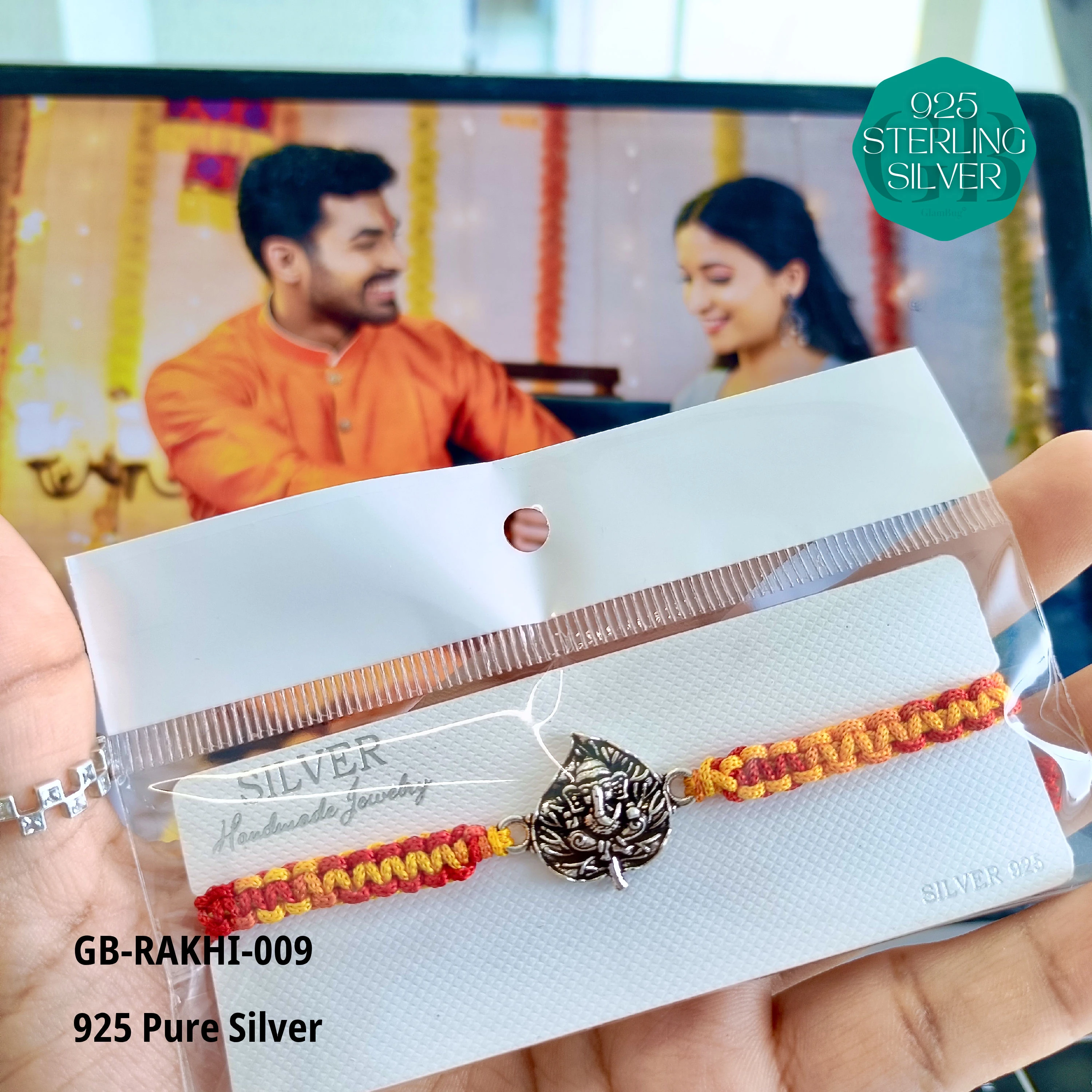 Rakhi - Premium 925 Silver Jewellery - SKU: GB-RAKHI-009 - Hyderabad Silver Importers