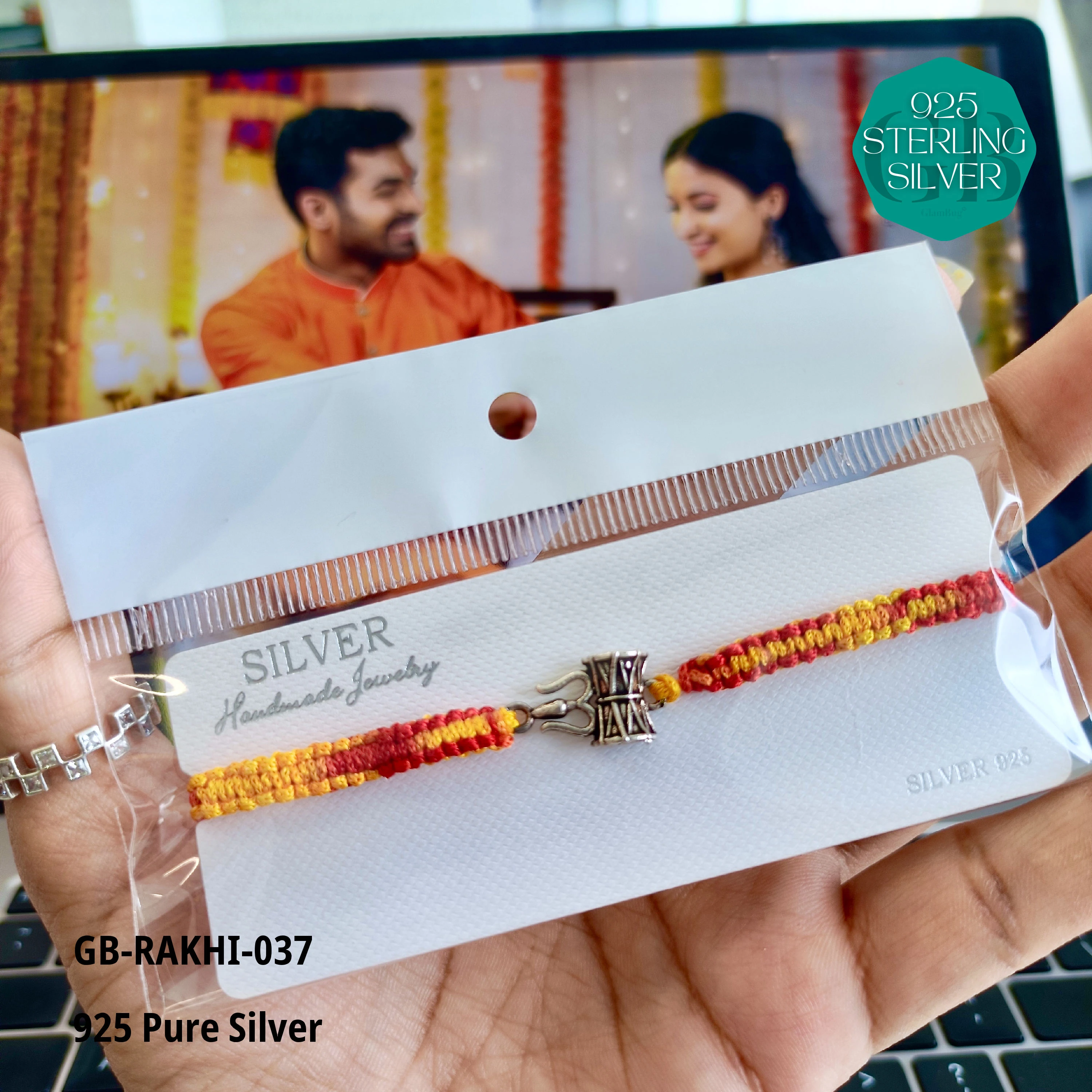 Rakhi - Premium 925 Silver Jewellery - SKU: GB-RAKHI-037 - Hyderabad Silver Importers