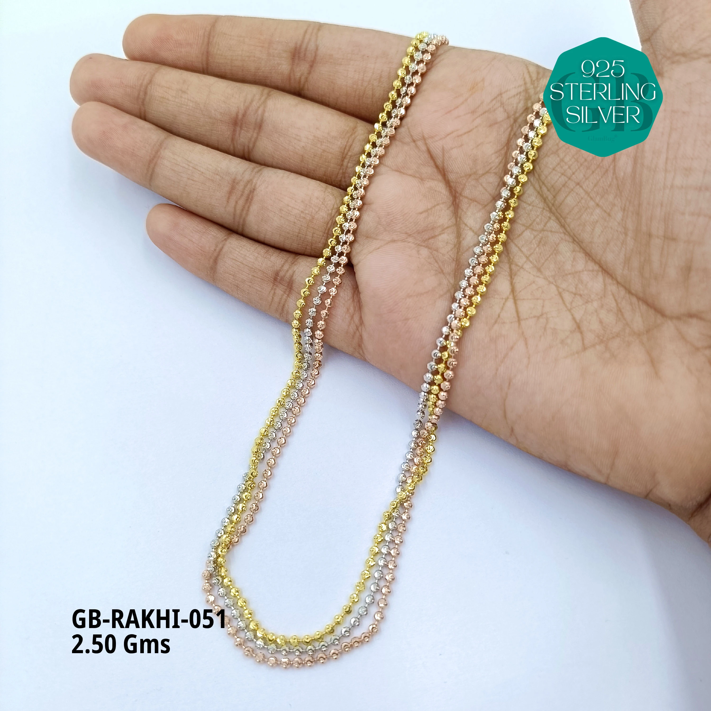 Rakhi - Premium 925 Silver Jewellery - SKU: GB-RAKHI-051 - Hyderabad Silver Importers