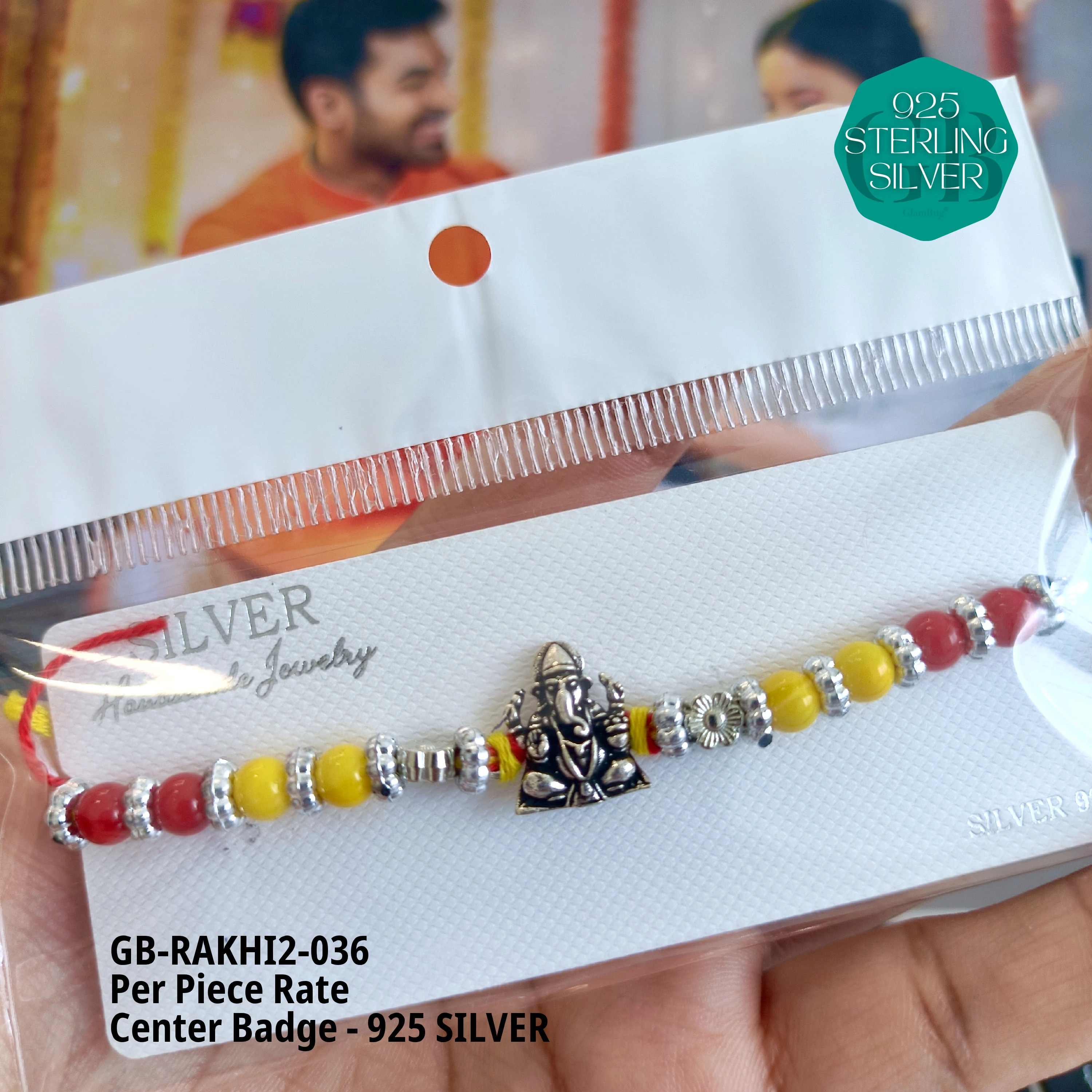 RAKHI V2 - Premium 925 Silver Jewellery - SKU: GB-RAKHI2-036 - Hyderabad Silver Importers