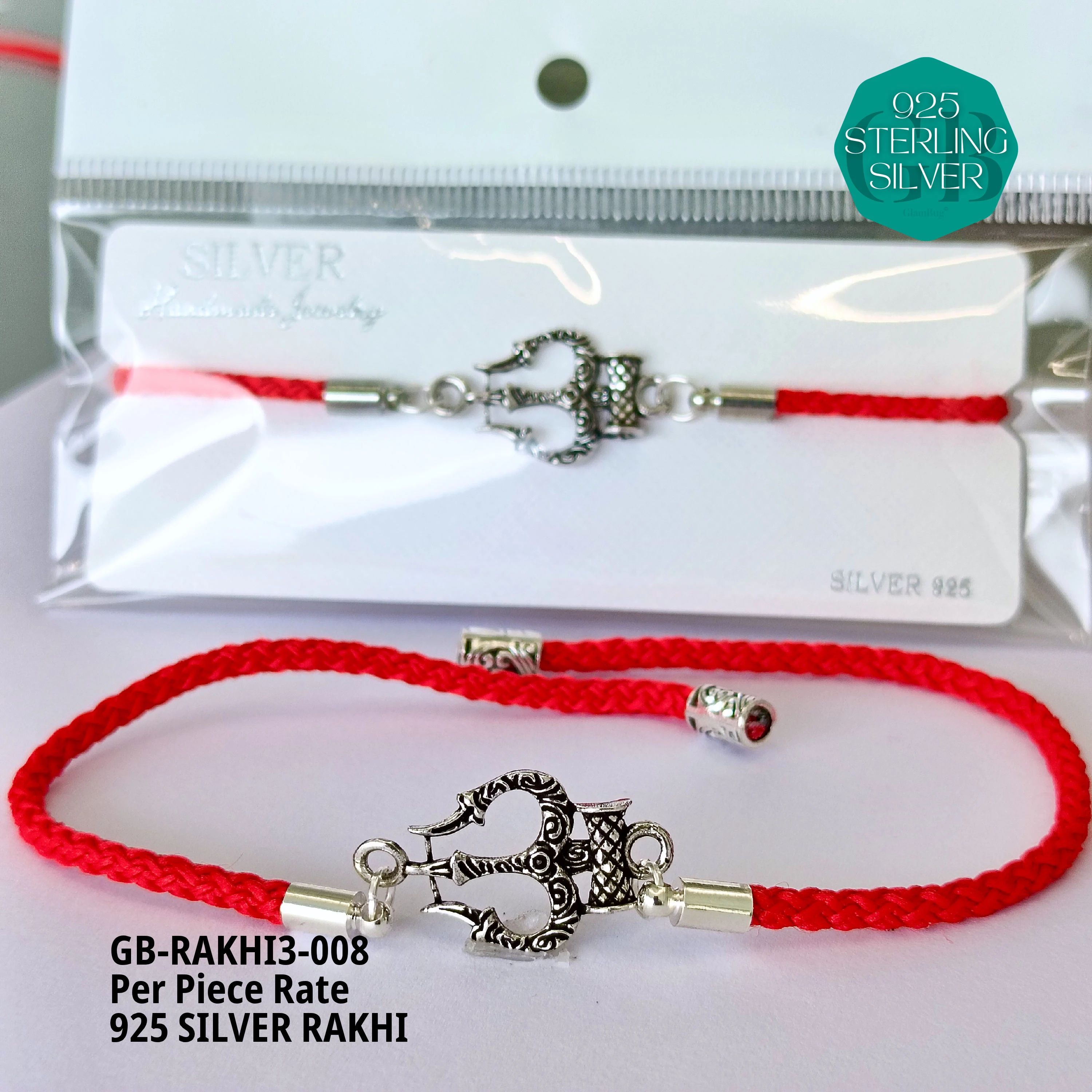 RAKHI V3 - Premium 925 Silver Jewellery - SKU: GB-RAKHI3-008 - Hyderabad Silver Importers