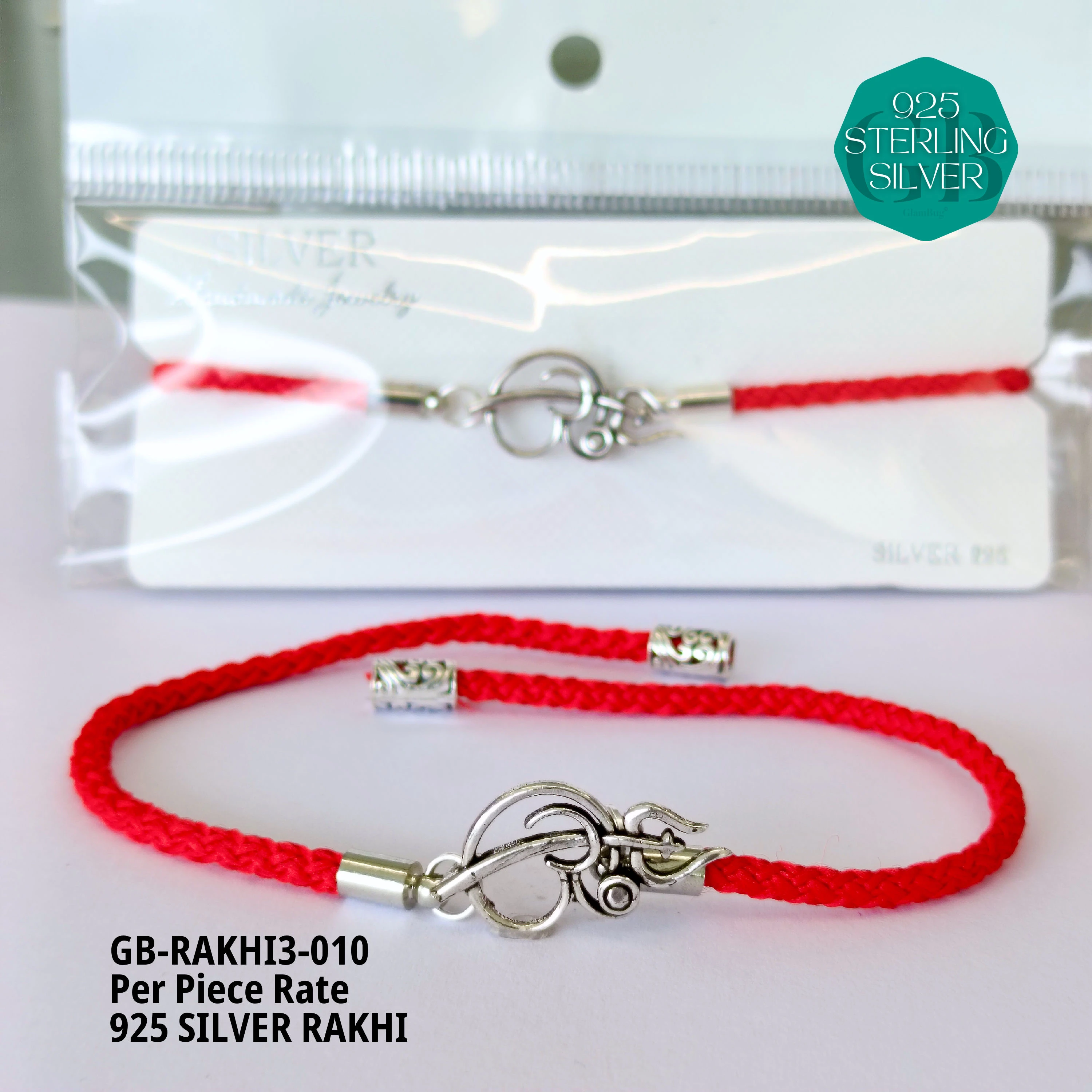 RAKHI V3 - Premium 925 Silver Jewellery - SKU: GB-RAKHI3-010 - Hyderabad Silver Importers