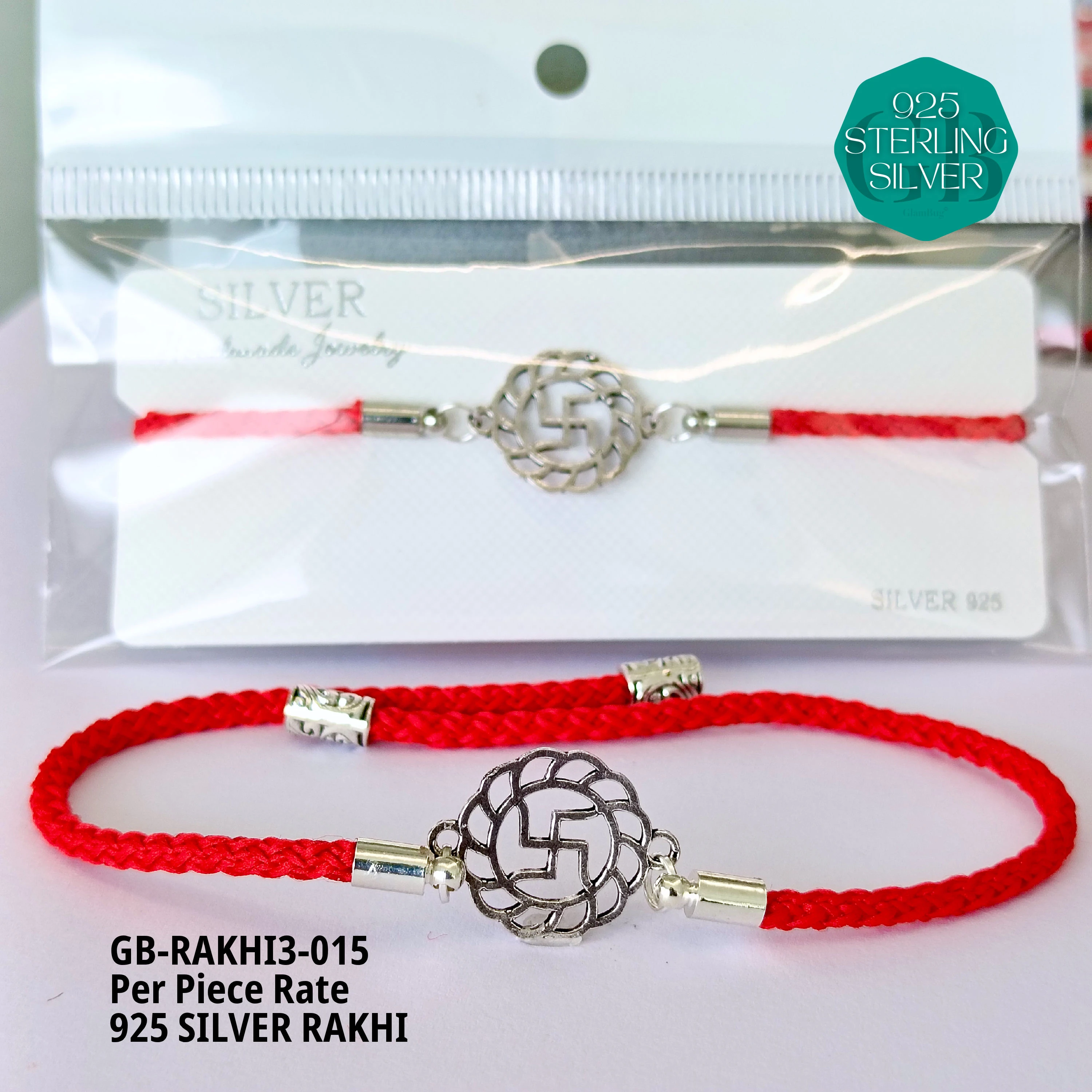 RAKHI V3 - Premium 925 Silver Jewellery - SKU: GB-RAKHI3-015 - Hyderabad Silver Importers